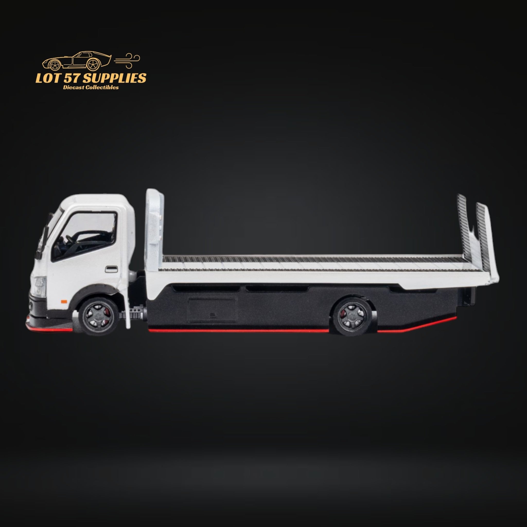 MicroTurbo Hino 300 Custom Flatbed Truck White 1:64