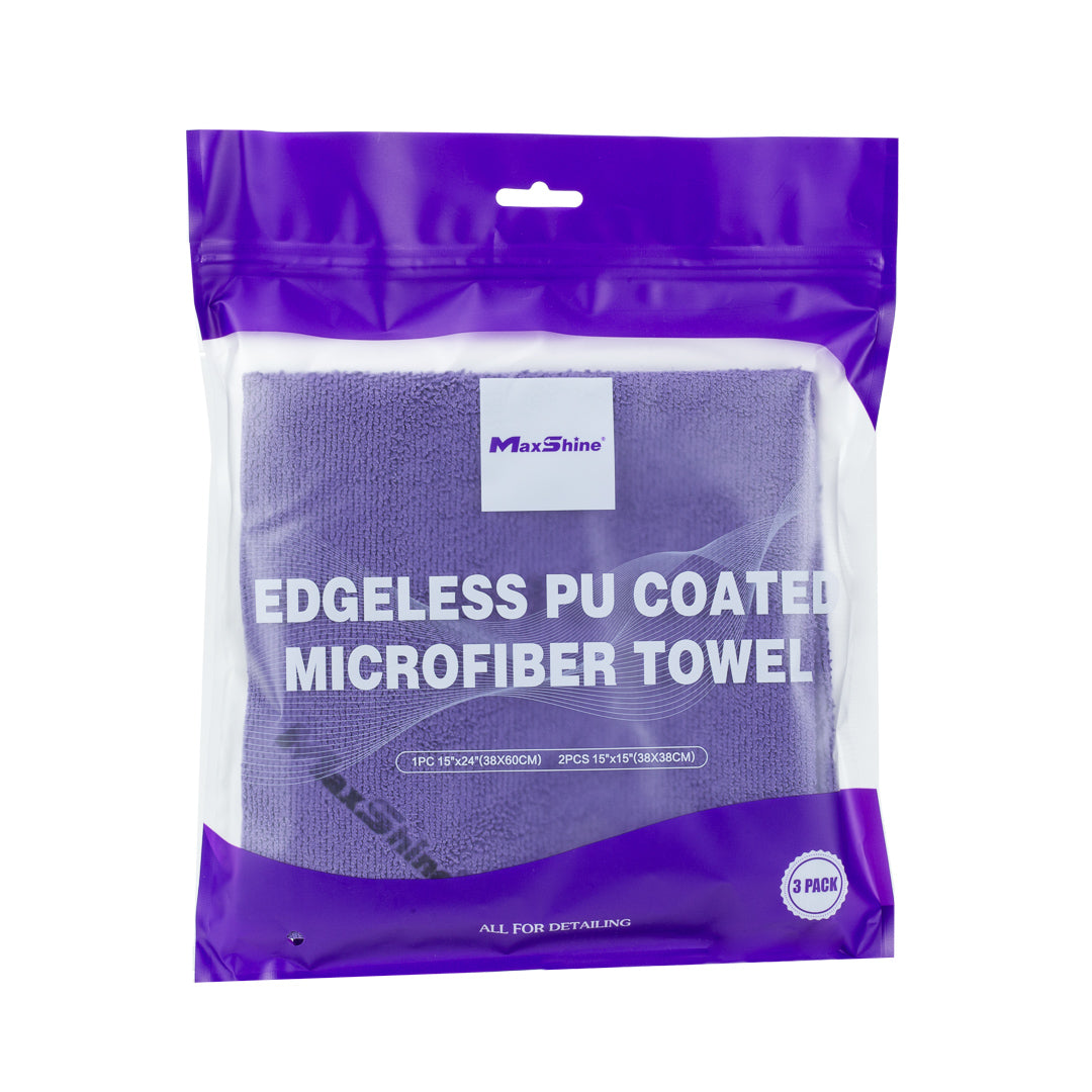Car Cleaning Towel | 300GSM Edgeless PU Coated Microfiber Towels - 3 Pack |
