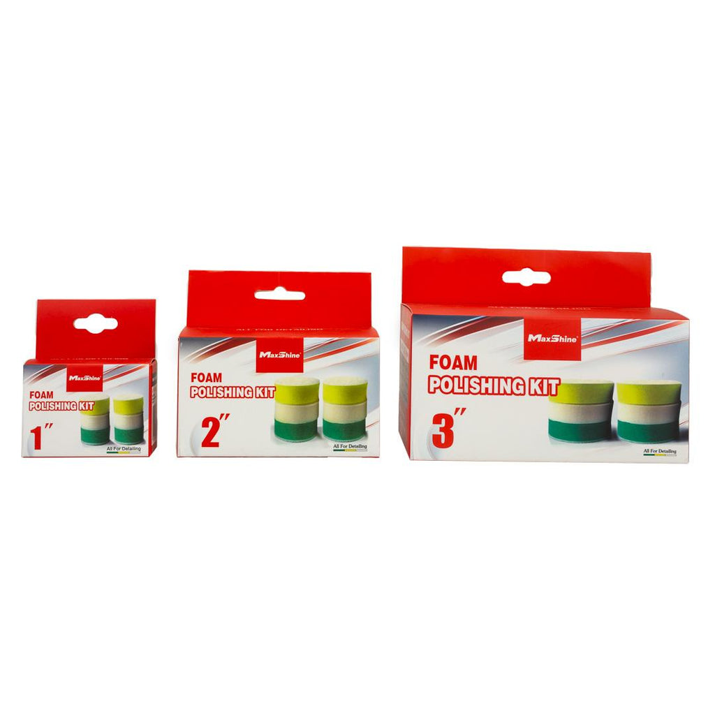 Foam Car Polishing Pads Kit - 1in, 2in, 3in (6 Pack)