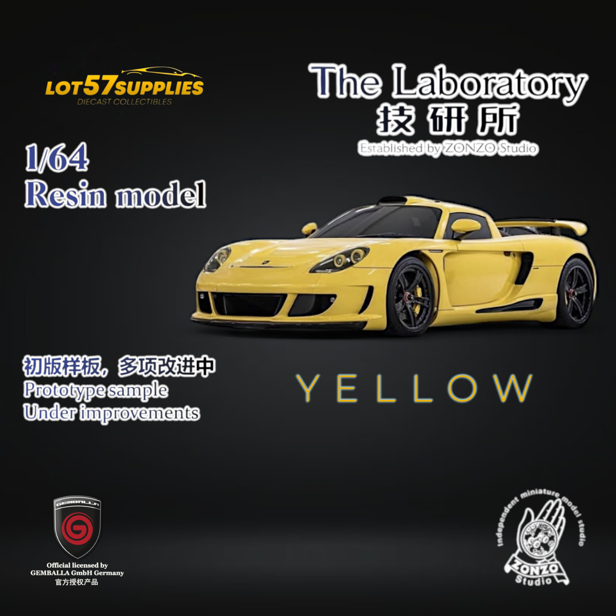 The Laboratory X Gemballa Mirage GT Yellow 1:64