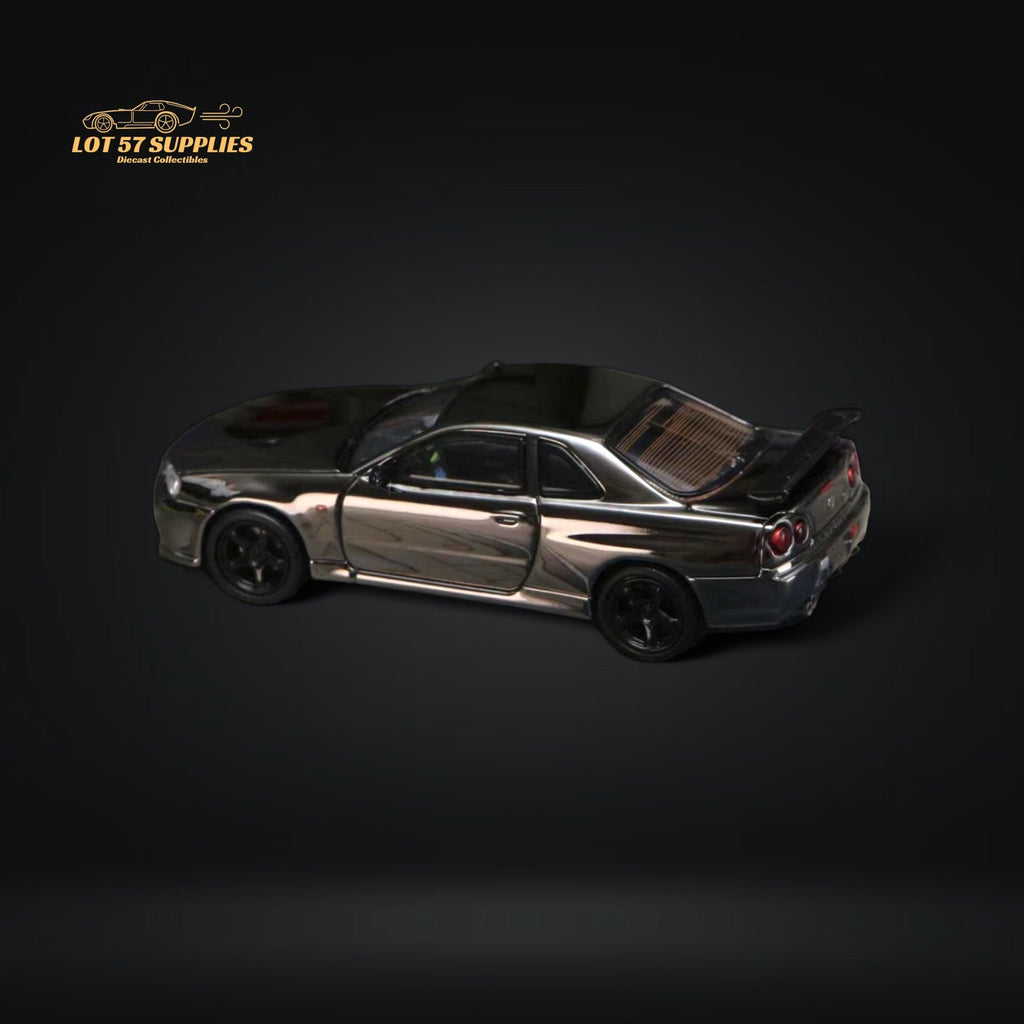 Street Weapon Skyline GT-R R34 V-SPEC-II Chrome 1:64