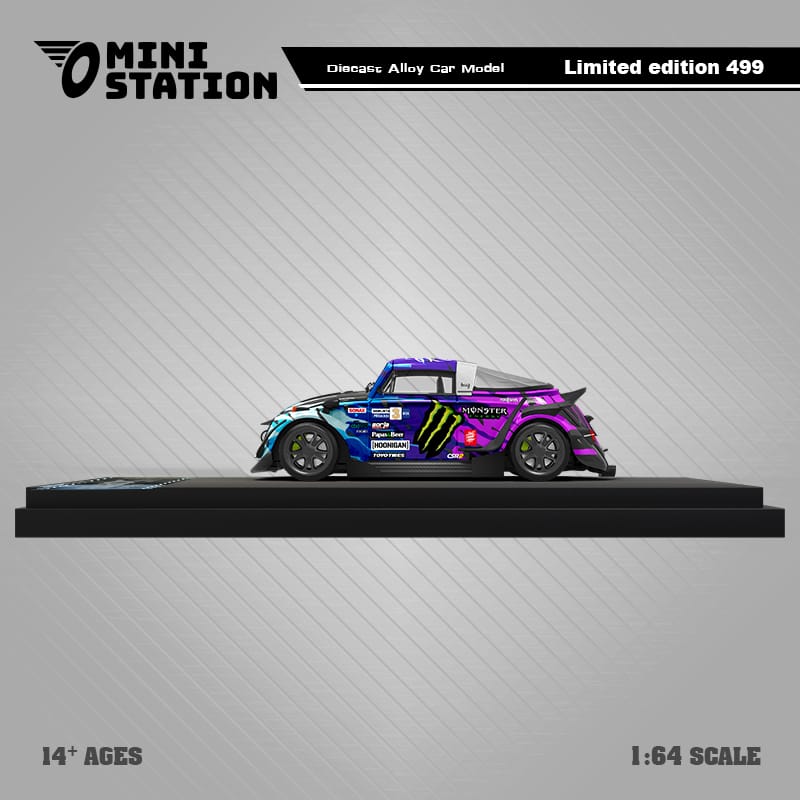 Mini Station Volkswagen Beetle Targa RWB Pink Flower Livery 1:64