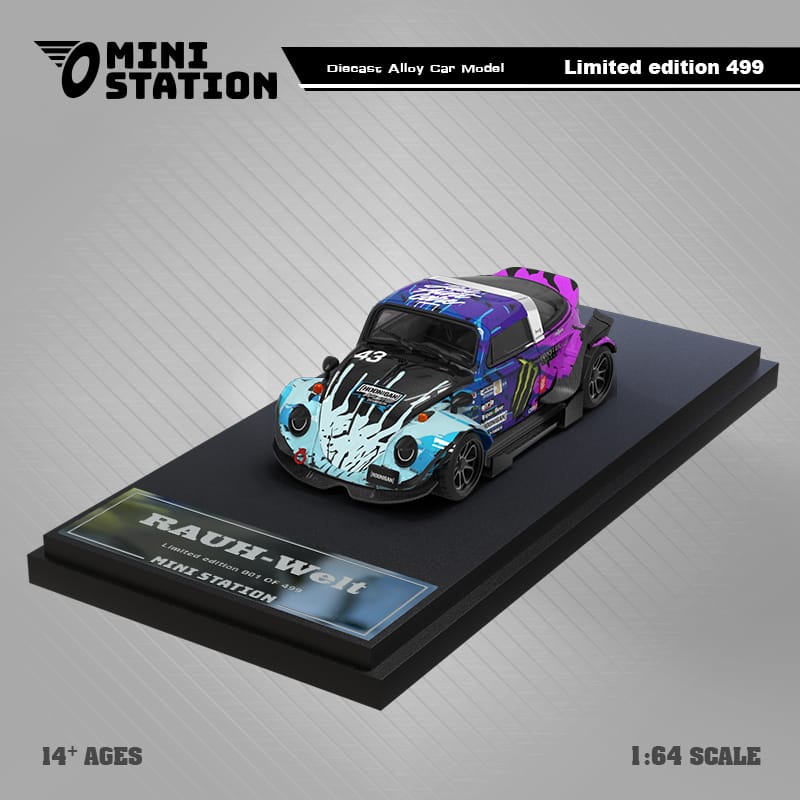 Mini Station Volkswagen Beetle Targa RWB Pink Flower Livery 1:64