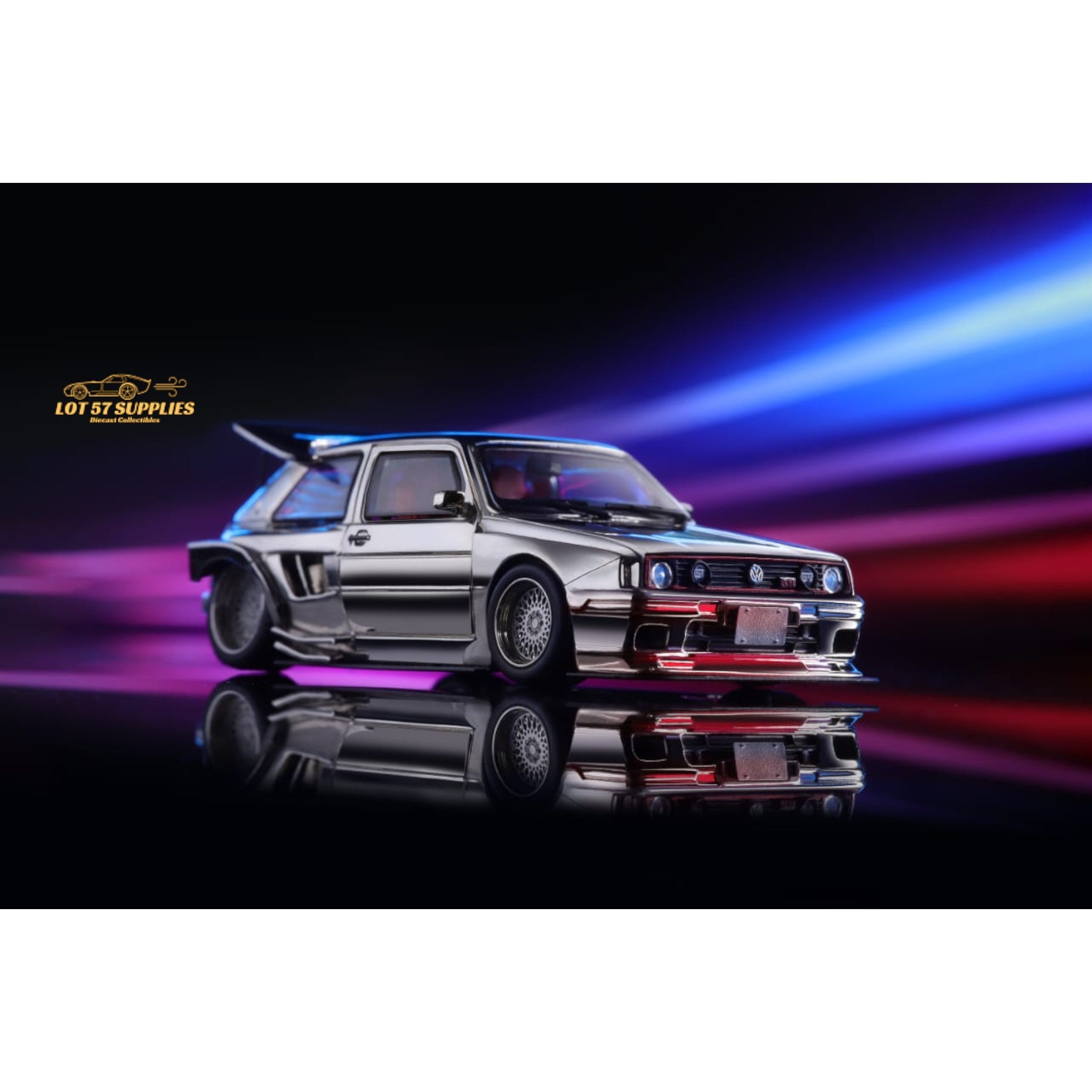 Liberty64 Volkswagen VW MK2 Widebody Silver Chrome 1:64