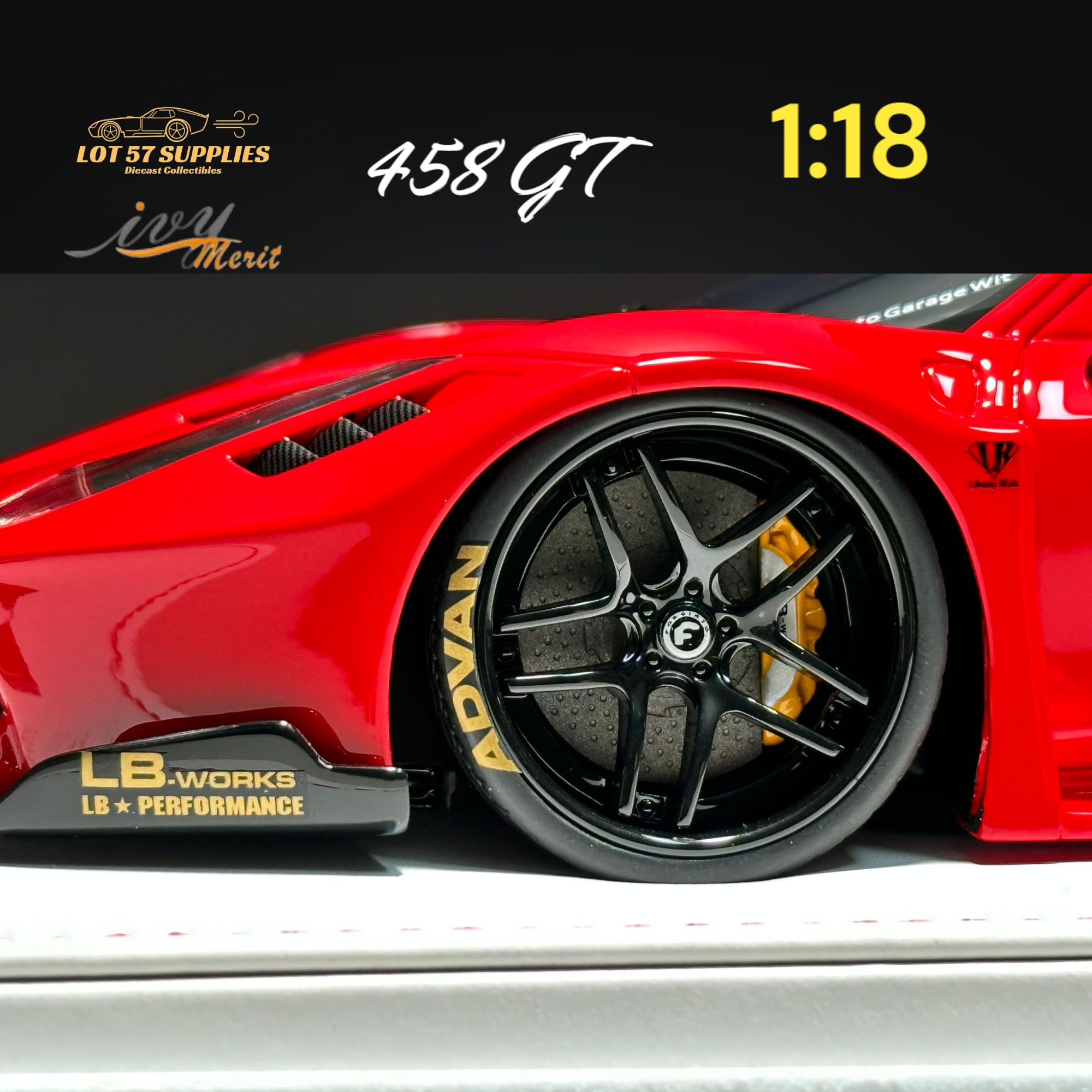 IVY MERIT Ferrari 458 GT Rosso Red LBWK 1:18