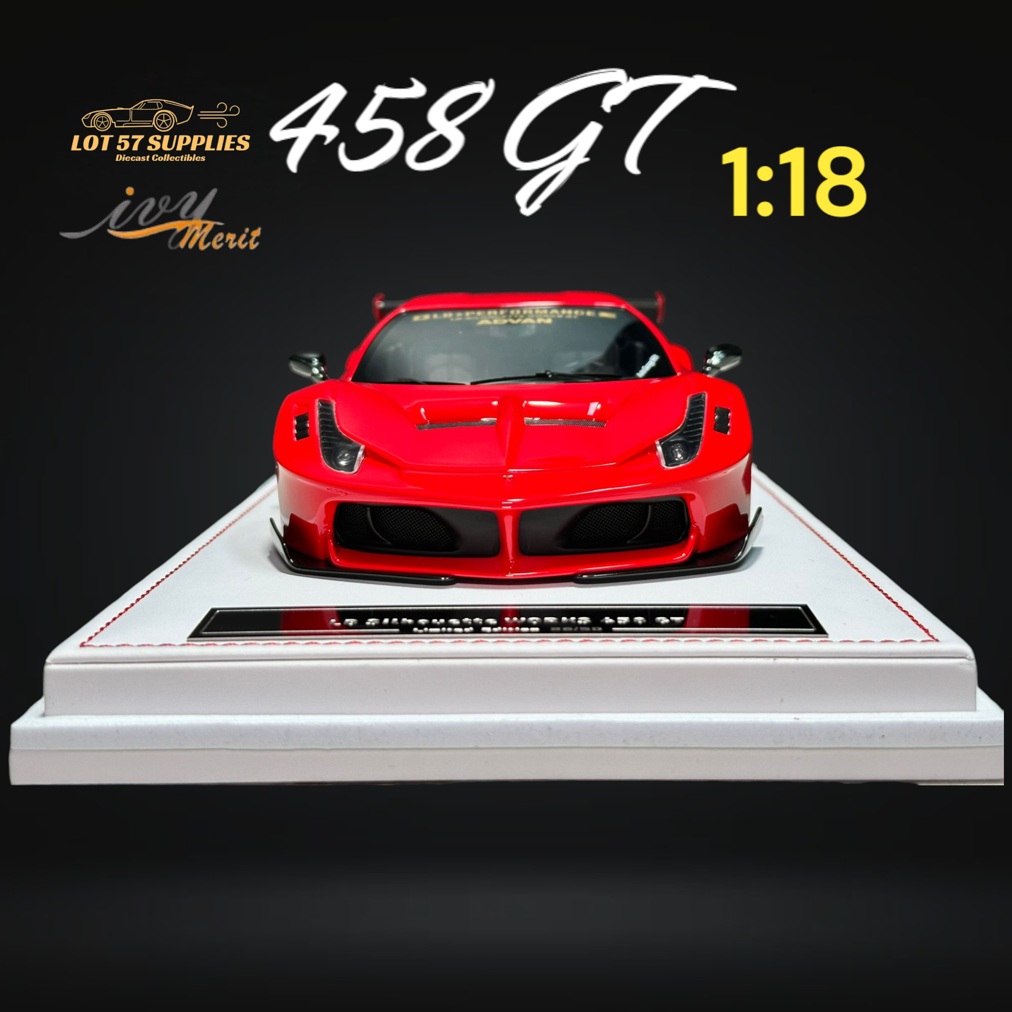 IVY MERIT Ferrari 458 GT Rosso Red LBWK 1:18
