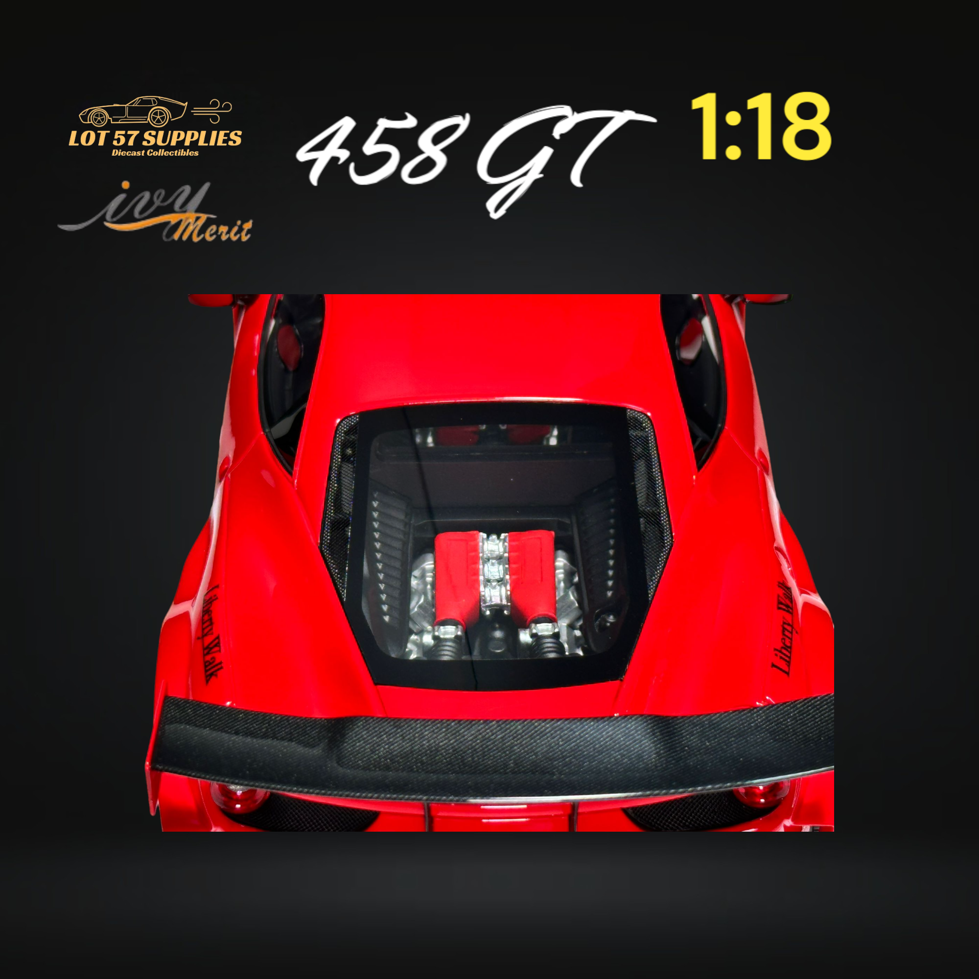 IVY MERIT Ferrari 458 GT Rosso Red LBWK 1:18