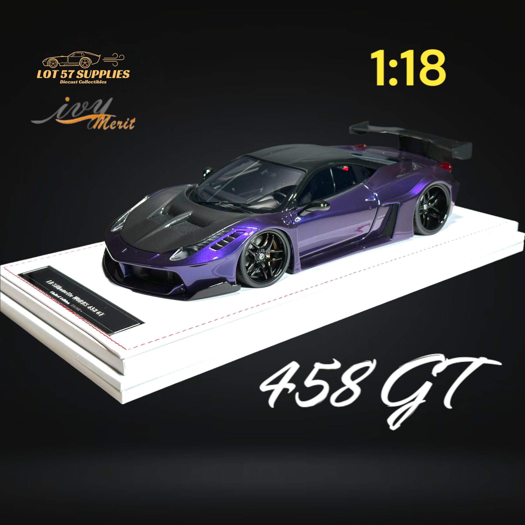 IVY MERIT Ferrari 458 GT Purple LBWK 1:18 Scale