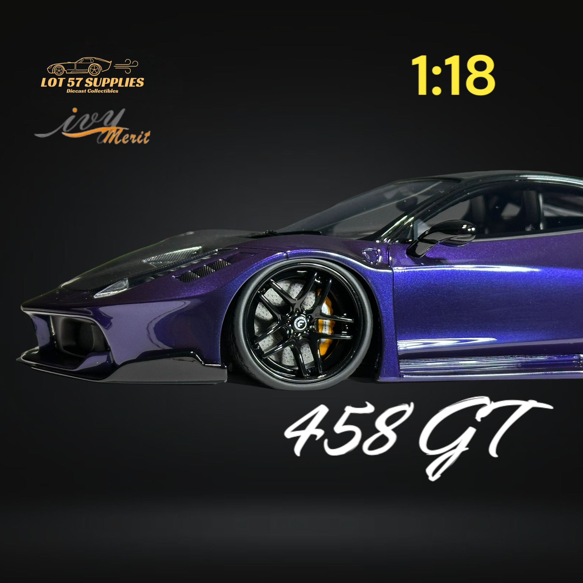 IVY MERIT Ferrari 458 GT Purple LBWK 1:18 Scale
