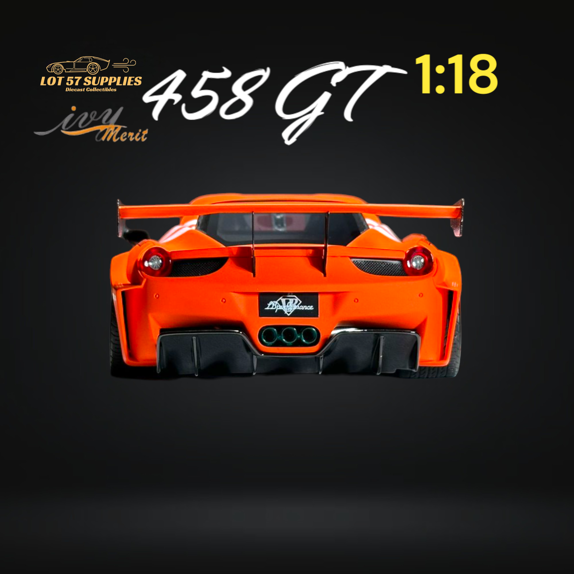IVY MERIT Ferrari 458 GT LBWK Orange 1:18