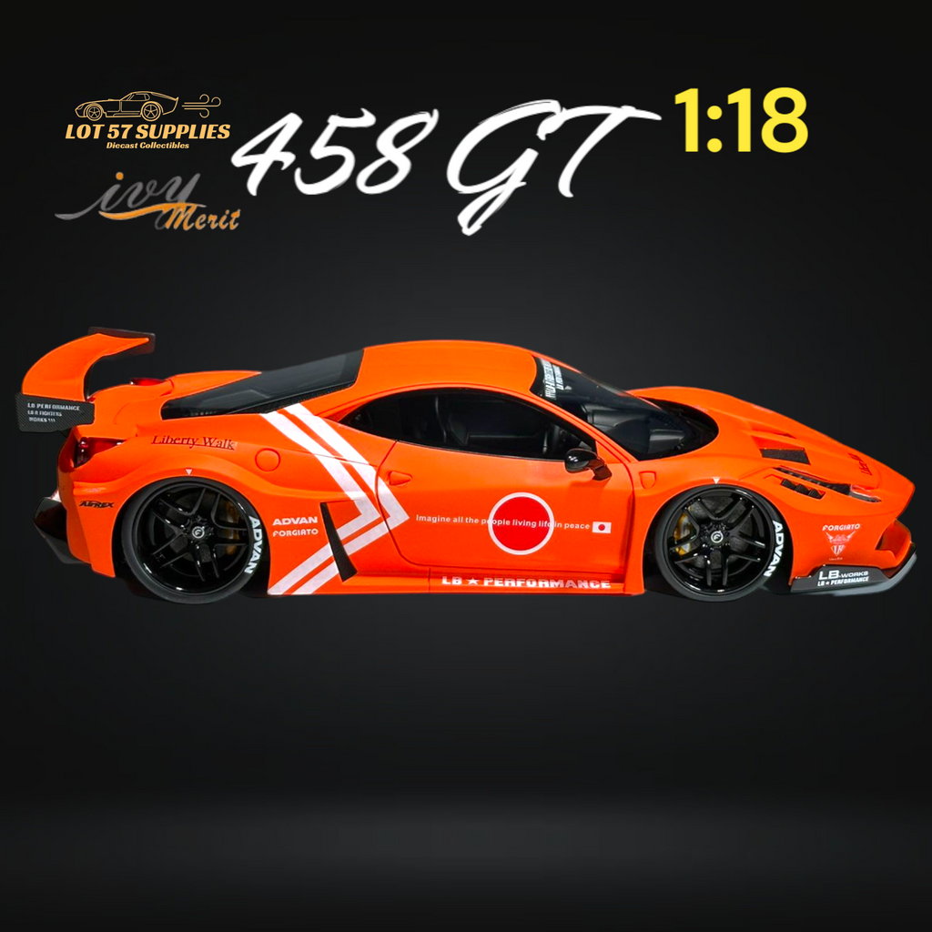 IVY MERIT Ferrari 458 GT LBWK Orange 1:18