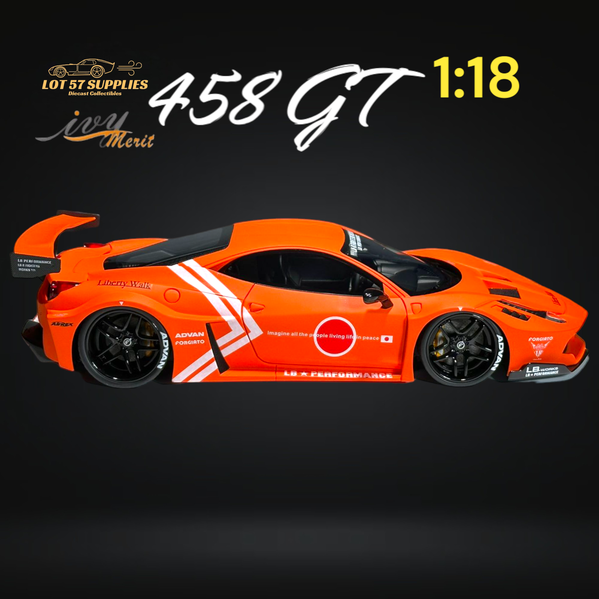IVY MERIT Ferrari 458 GT LBWK Orange 1:18