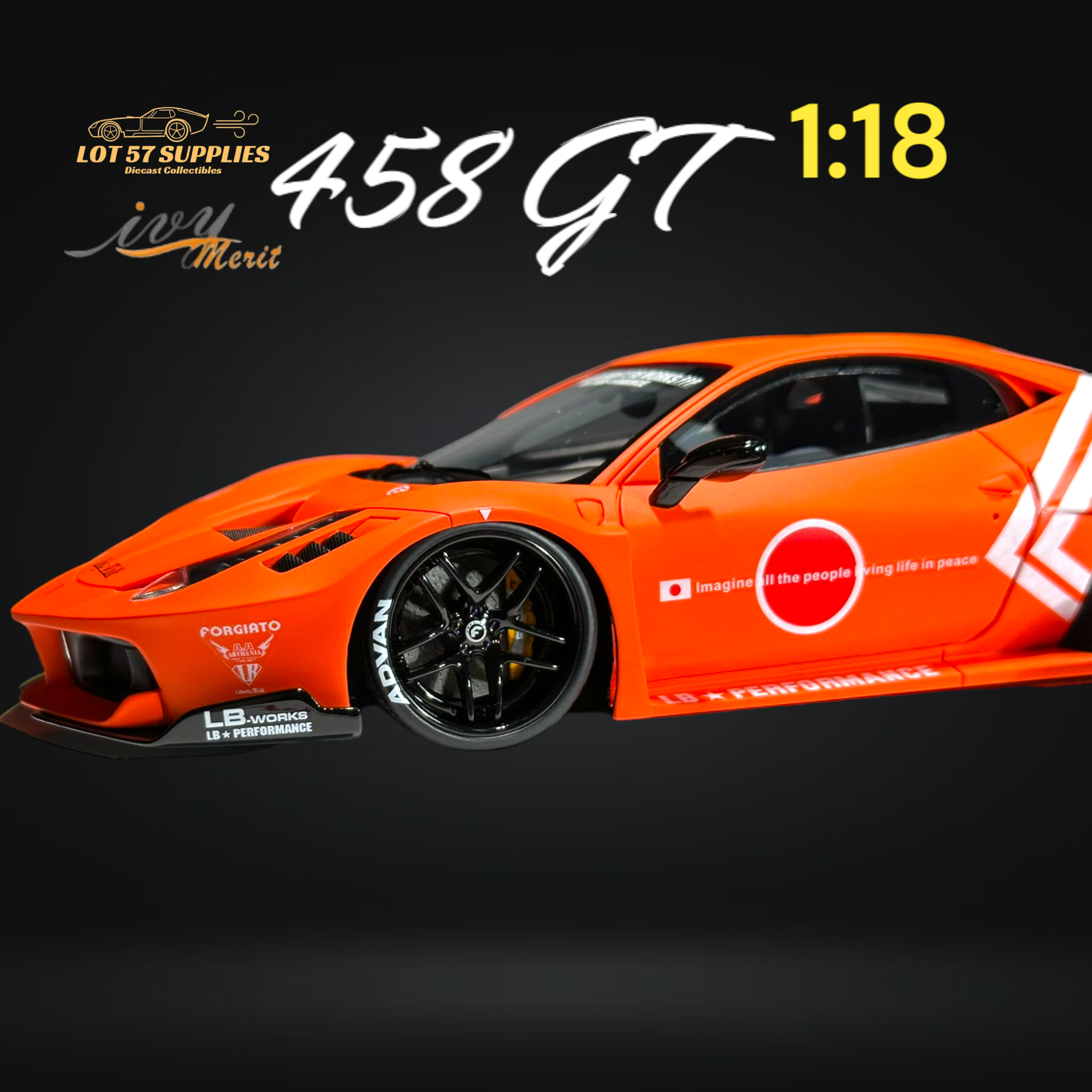 IVY MERIT Ferrari 458 GT LBWK Orange 1:18