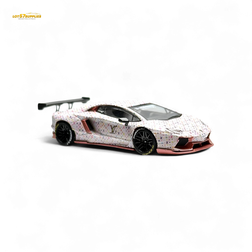 King Model Lamborghini Aventador LP700-4 White LV Livery 1:64