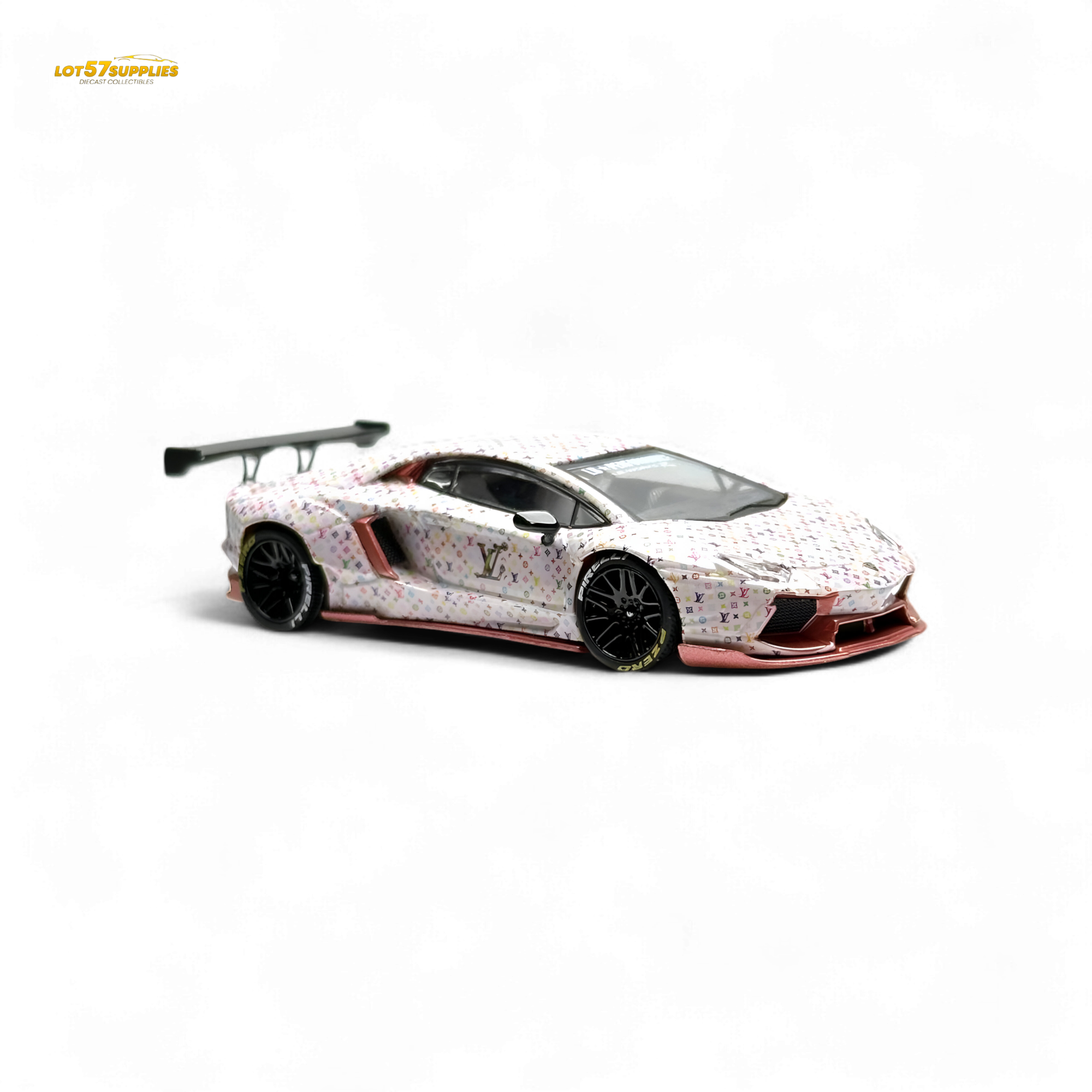 King Model Lamborghini Aventador LP700-4 White LV Livery 1:64