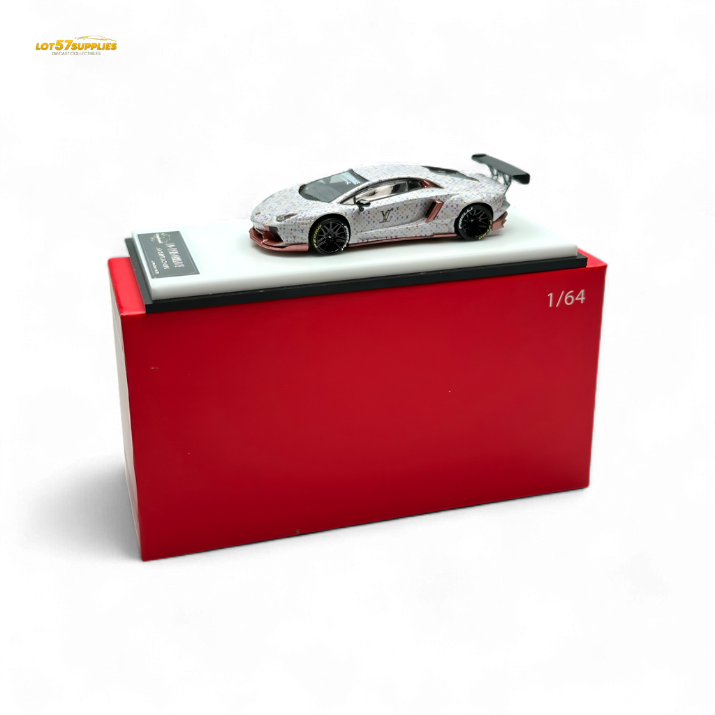 King Model Lamborghini Aventador LP700-4 White LV Livery 1:64