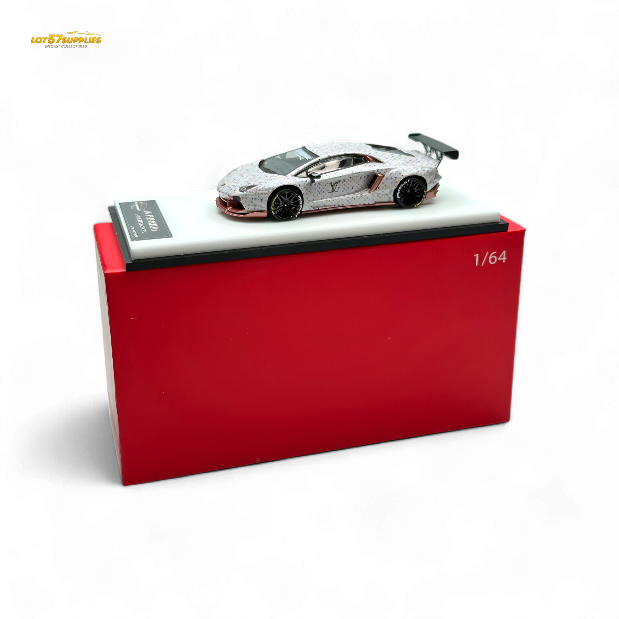 King Model Lamborghini Aventador LP700-4 White LV Livery 1:64