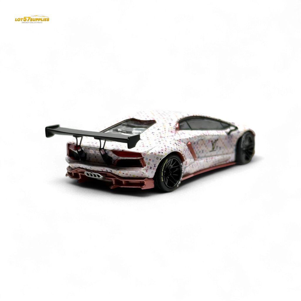 King Model Lamborghini Aventador LP700-4 White LV Livery 1:64