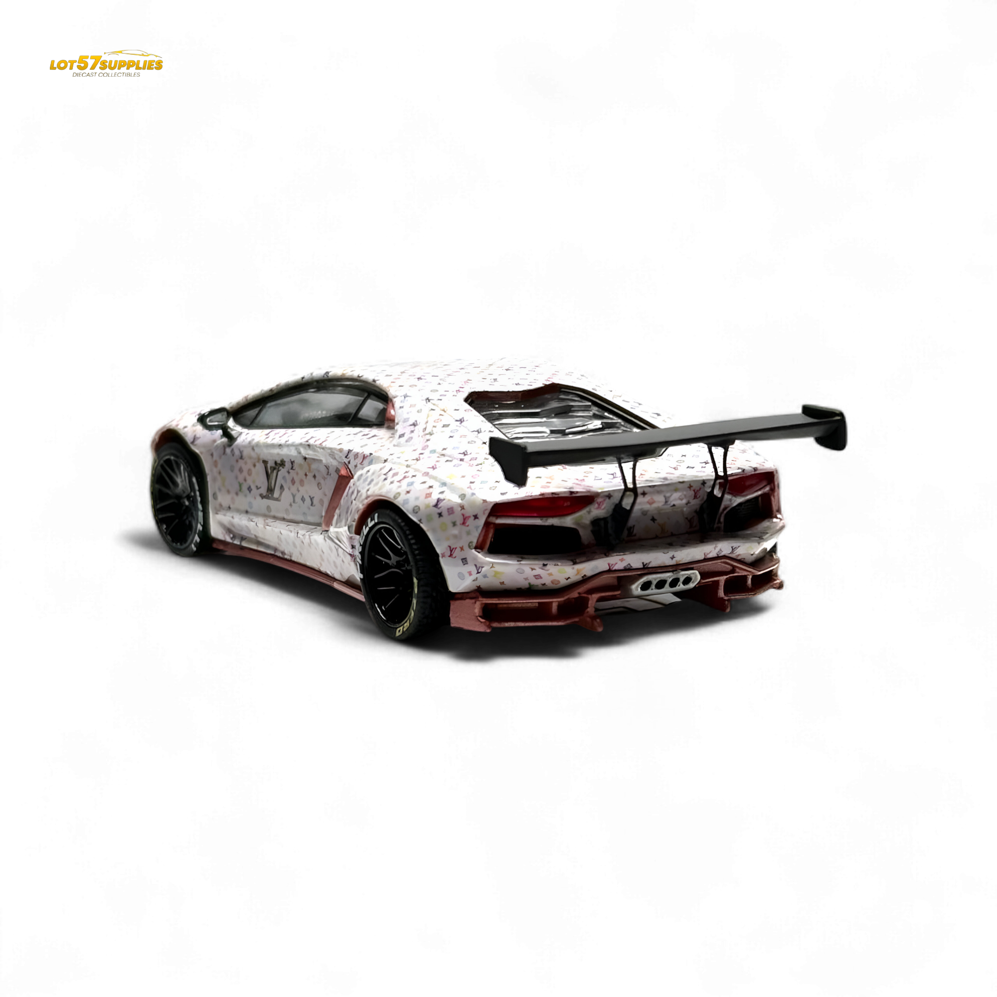 King Model Lamborghini Aventador LP700-4 White LV Livery 1:64