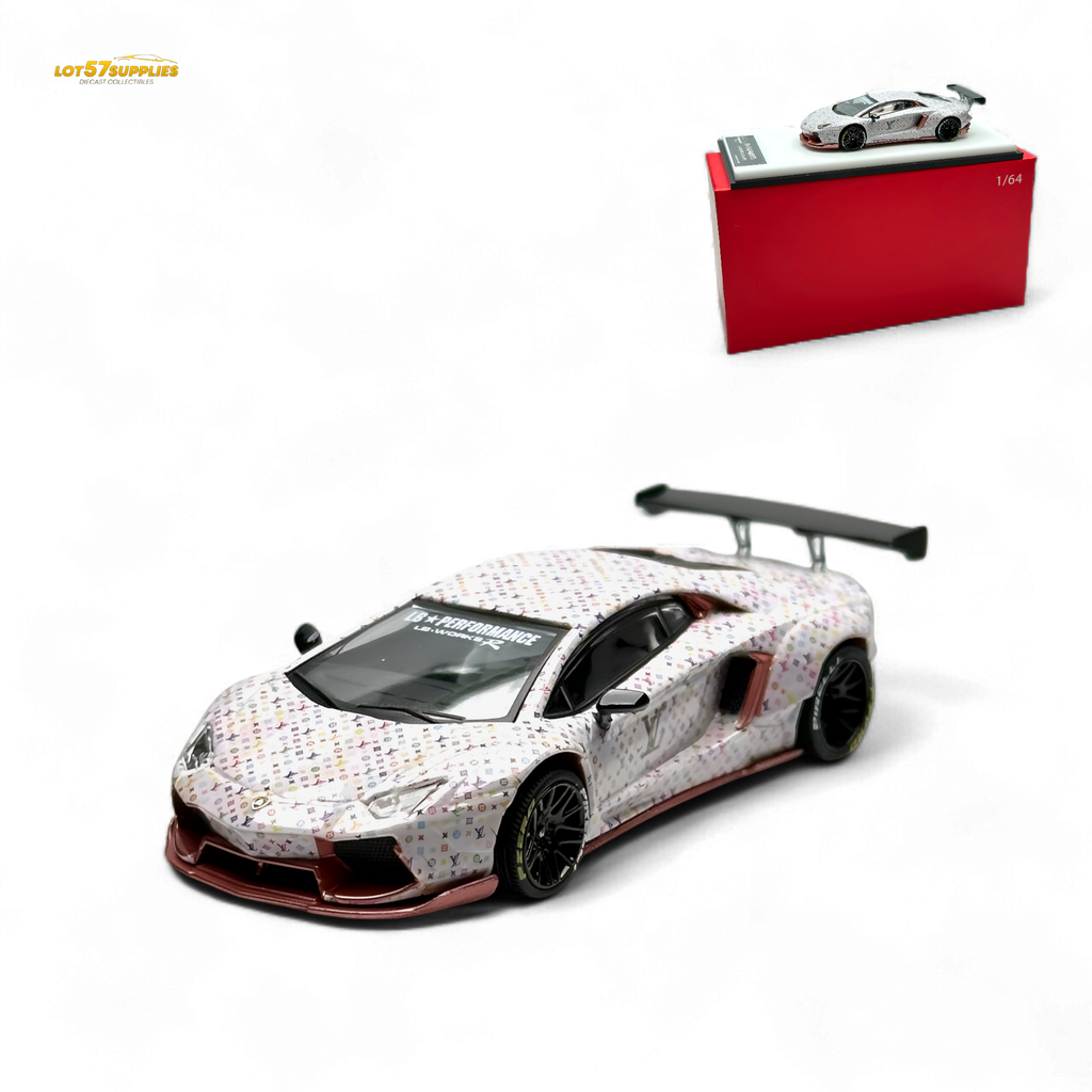 King Model Lamborghini Aventador LP700-4 White LV Livery 1:64