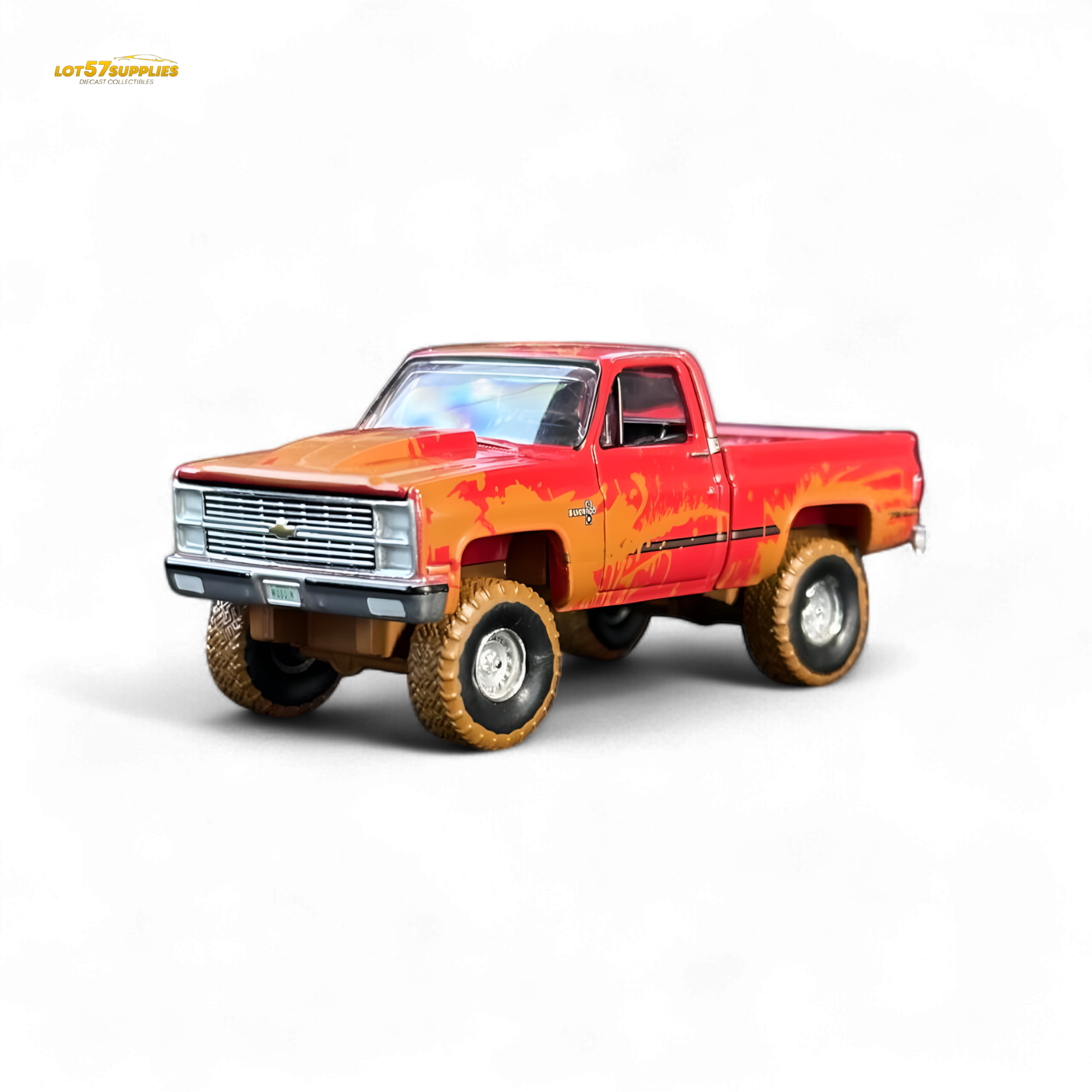 Auto World 1983 Chevrolet Silverado K10 4x4 Muddy Lifted 1:64