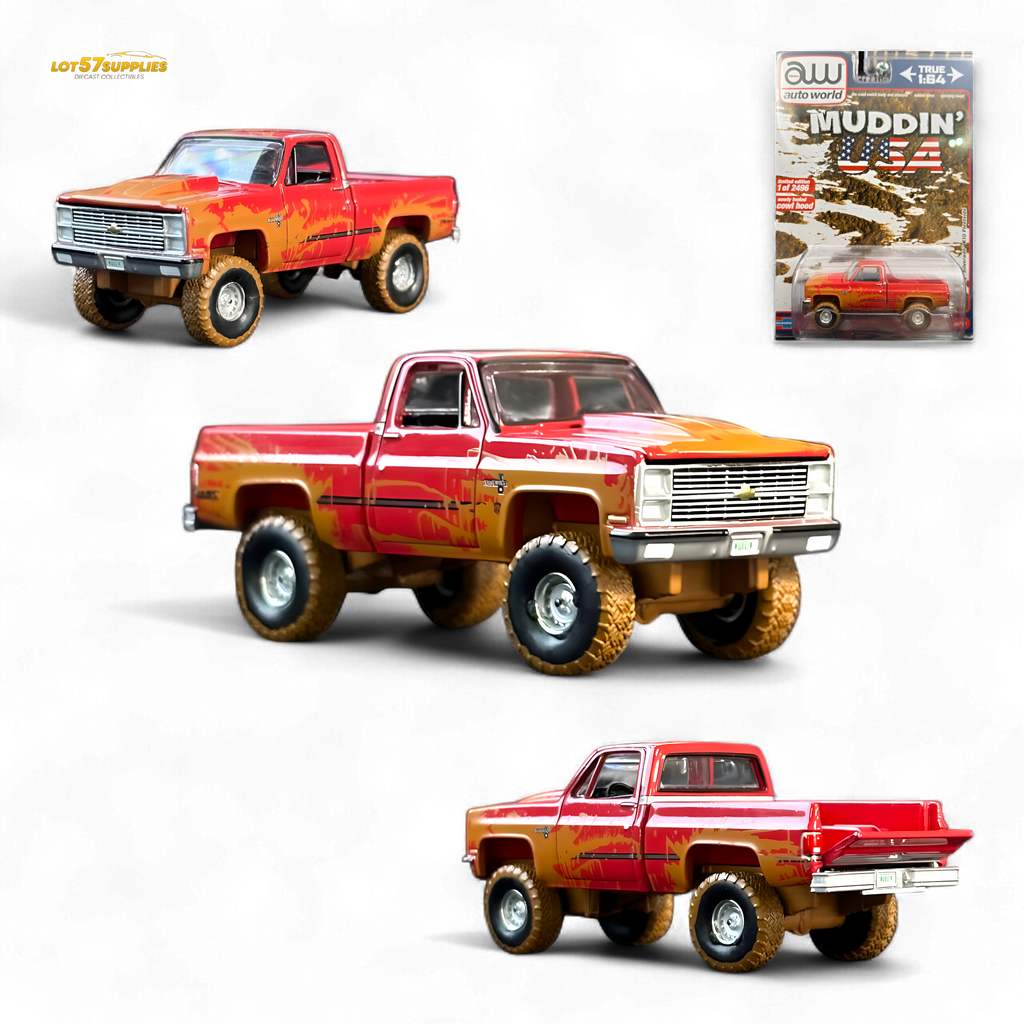 Auto World 1983 Chevrolet Silverado K10 4x4 Muddy Lifted 1:64