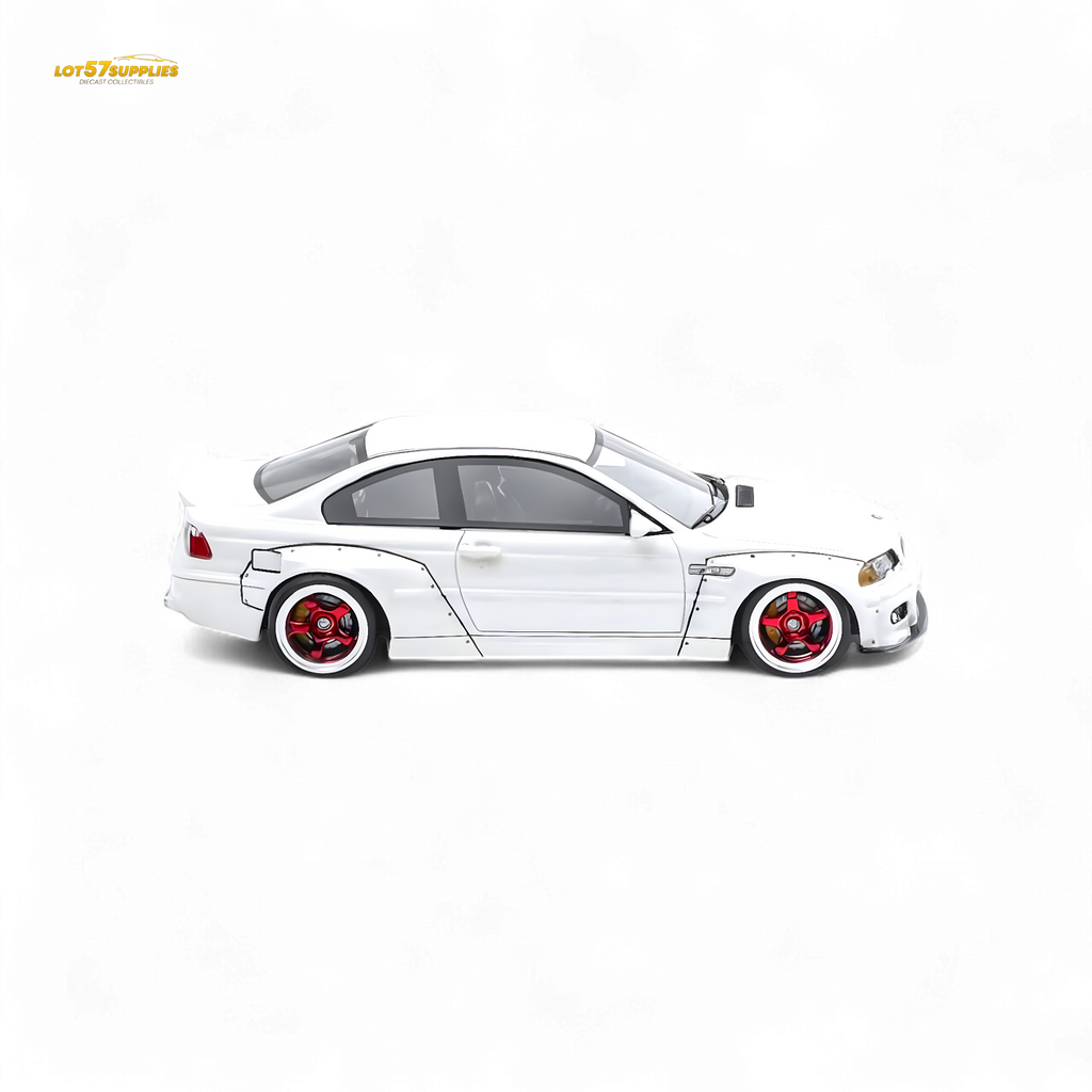Flame BMW M3 E46 Widebody Pandem Pearlescent White 1:64