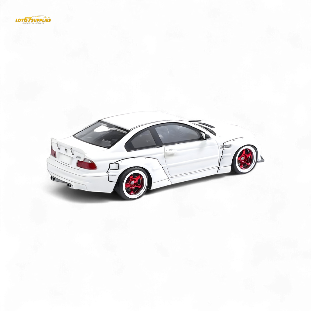 Flame BMW M3 E46 Widebody Pandem Pearlescent White 1:64