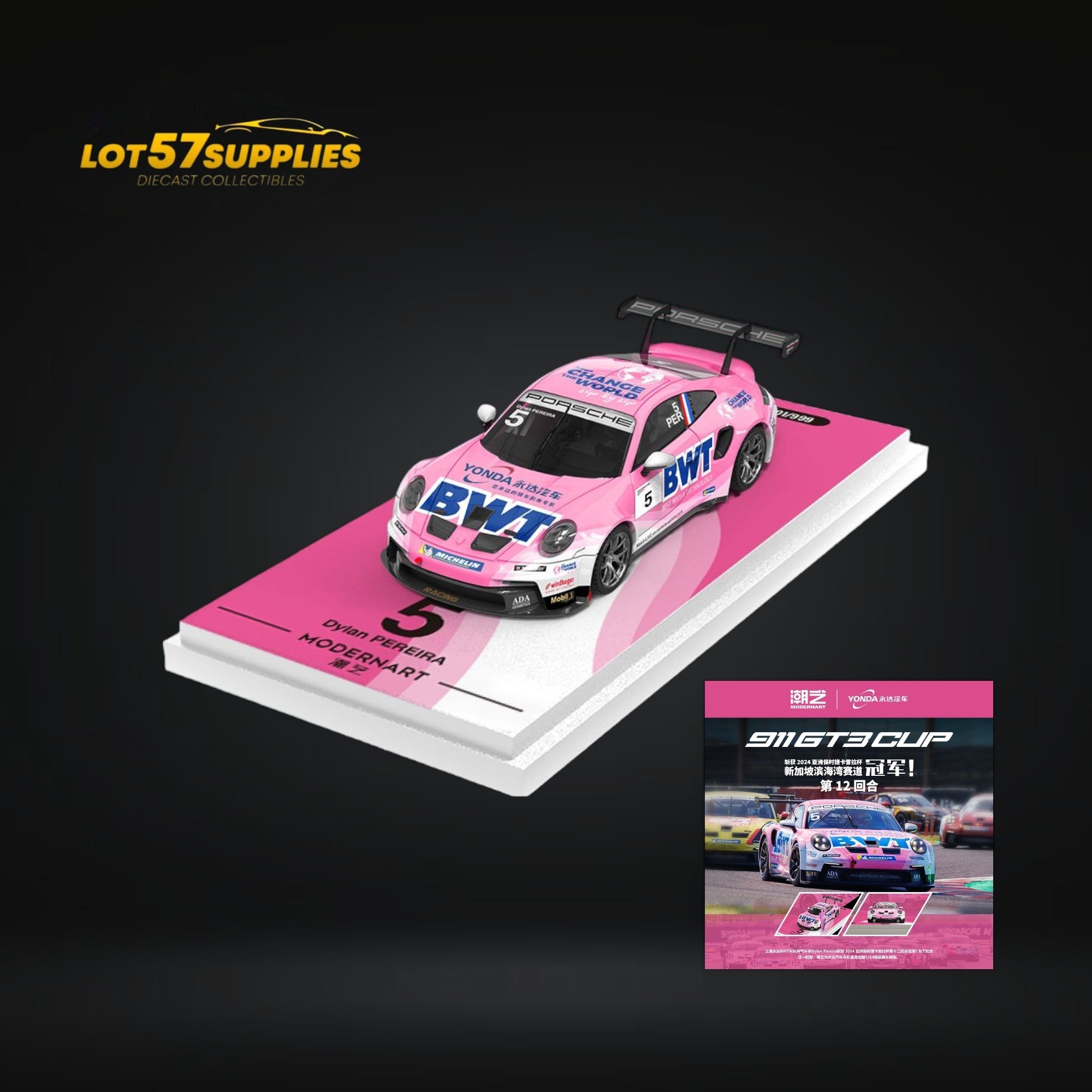 ModernArt Porsche 911 GT3 Cup BWT Pink Livery 1:64