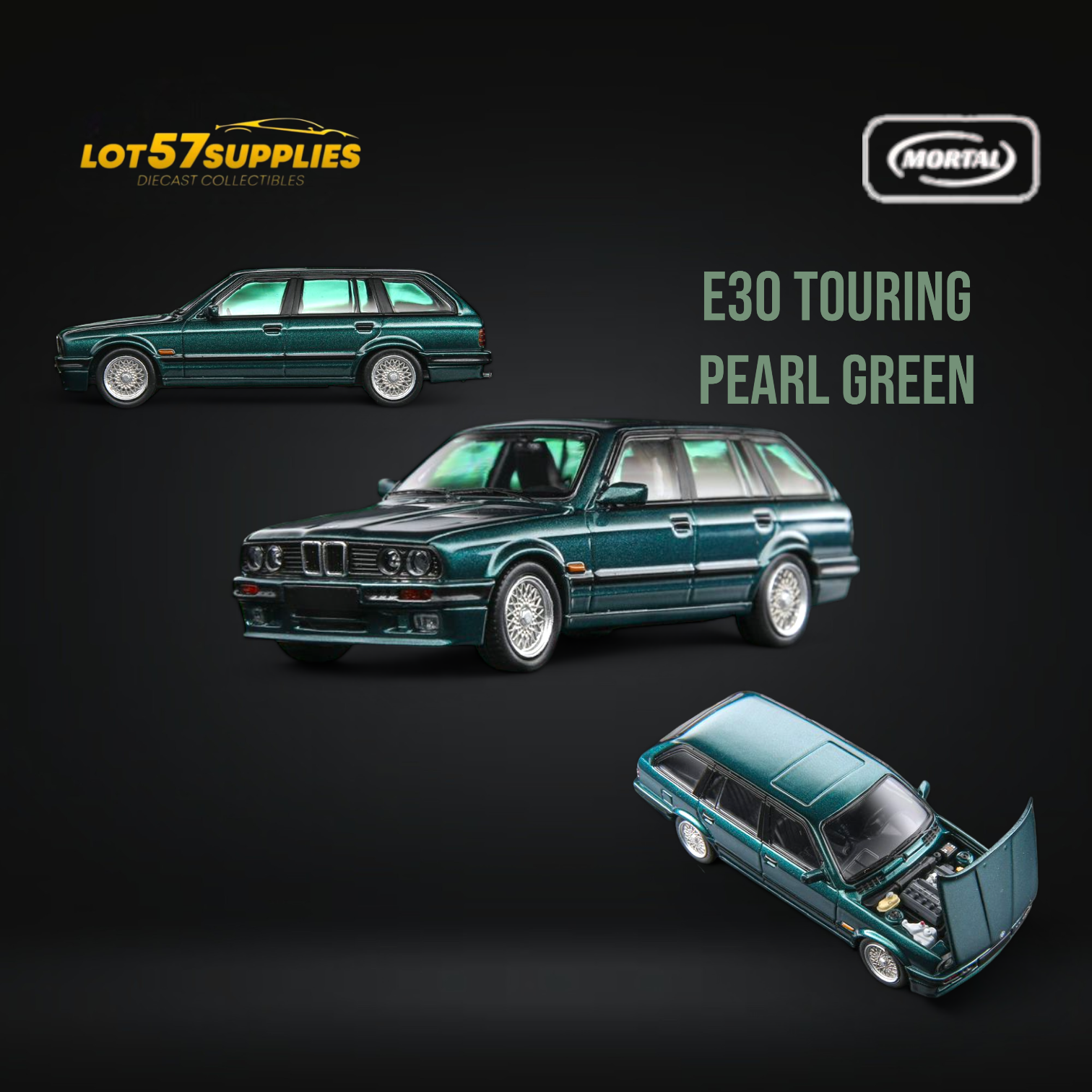Mortal BMW E30 Touring Wagon Pearl Green 1:64