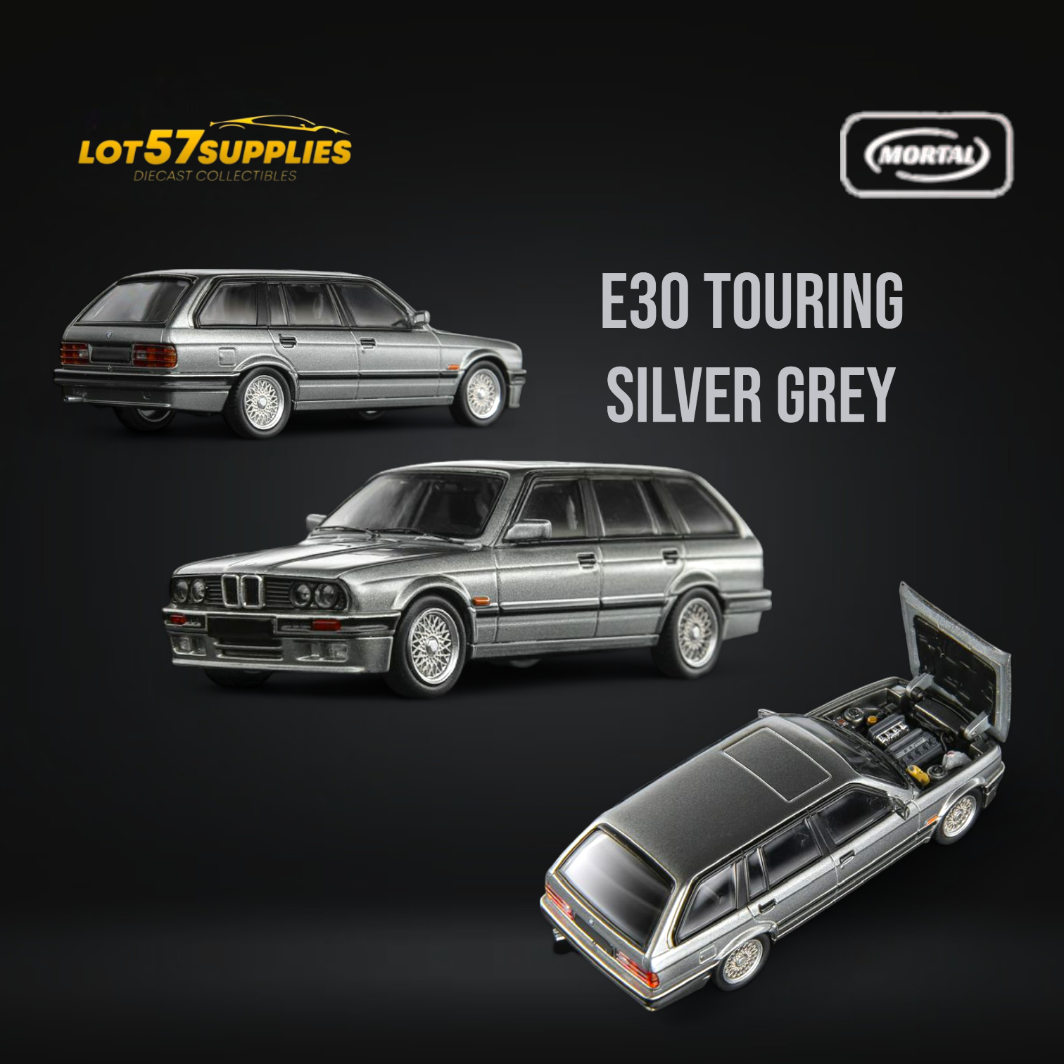 Mortal BMW E30 Touring Wagon Silver Grey 1:64