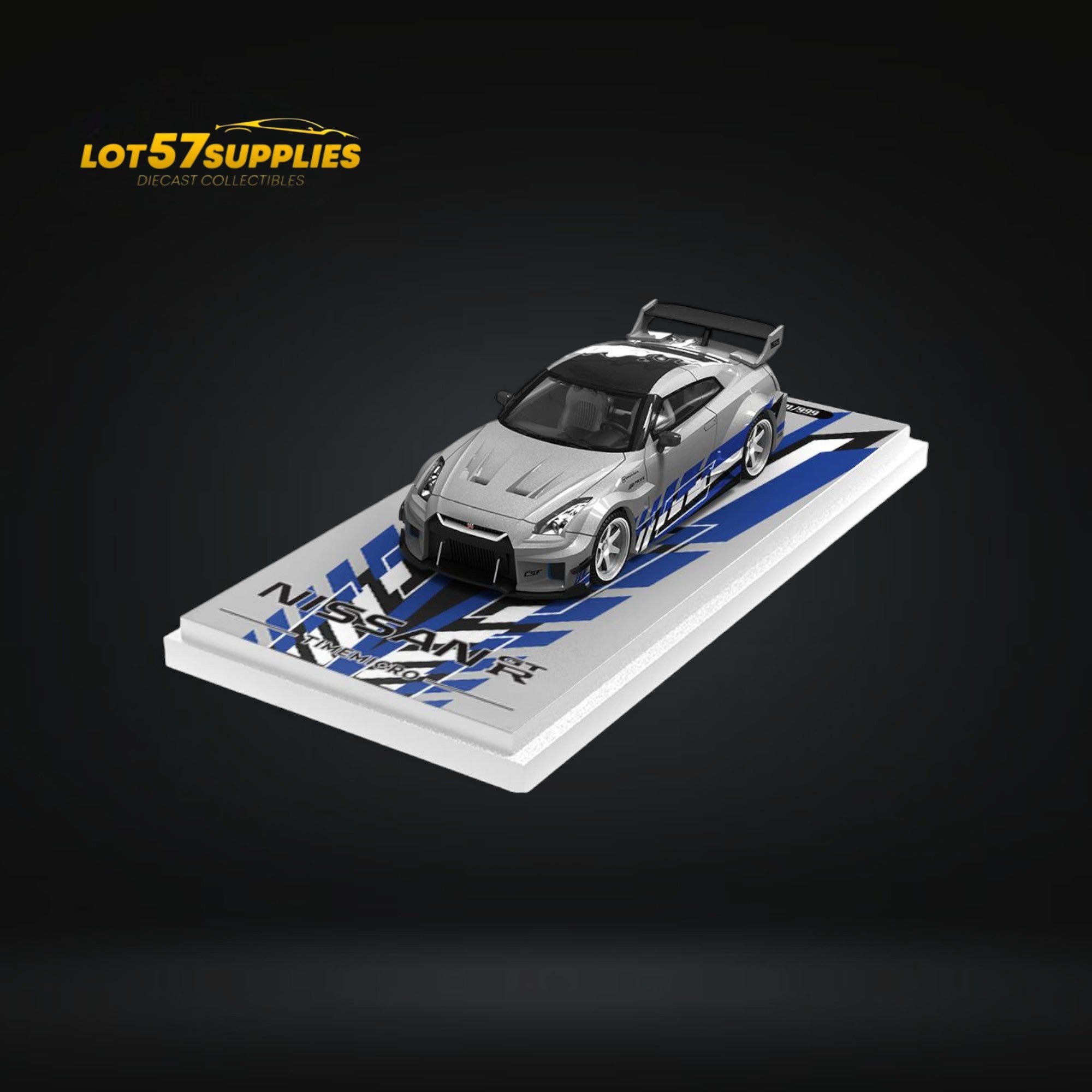 TimeMicro Skyline GT-R R35 FNF Silver Blue 1:64