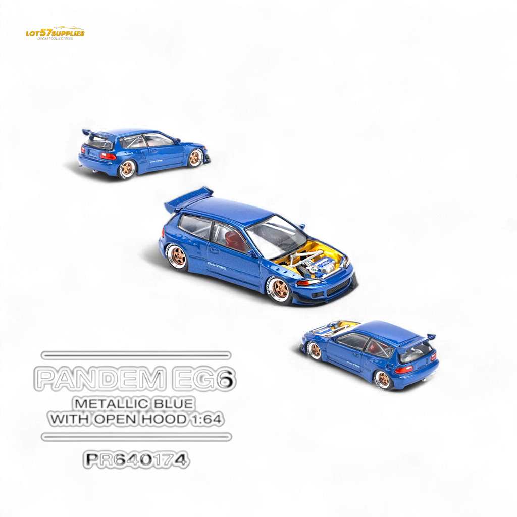 Pop Race Pandem Civic EG6 Metallic Blue 1:64