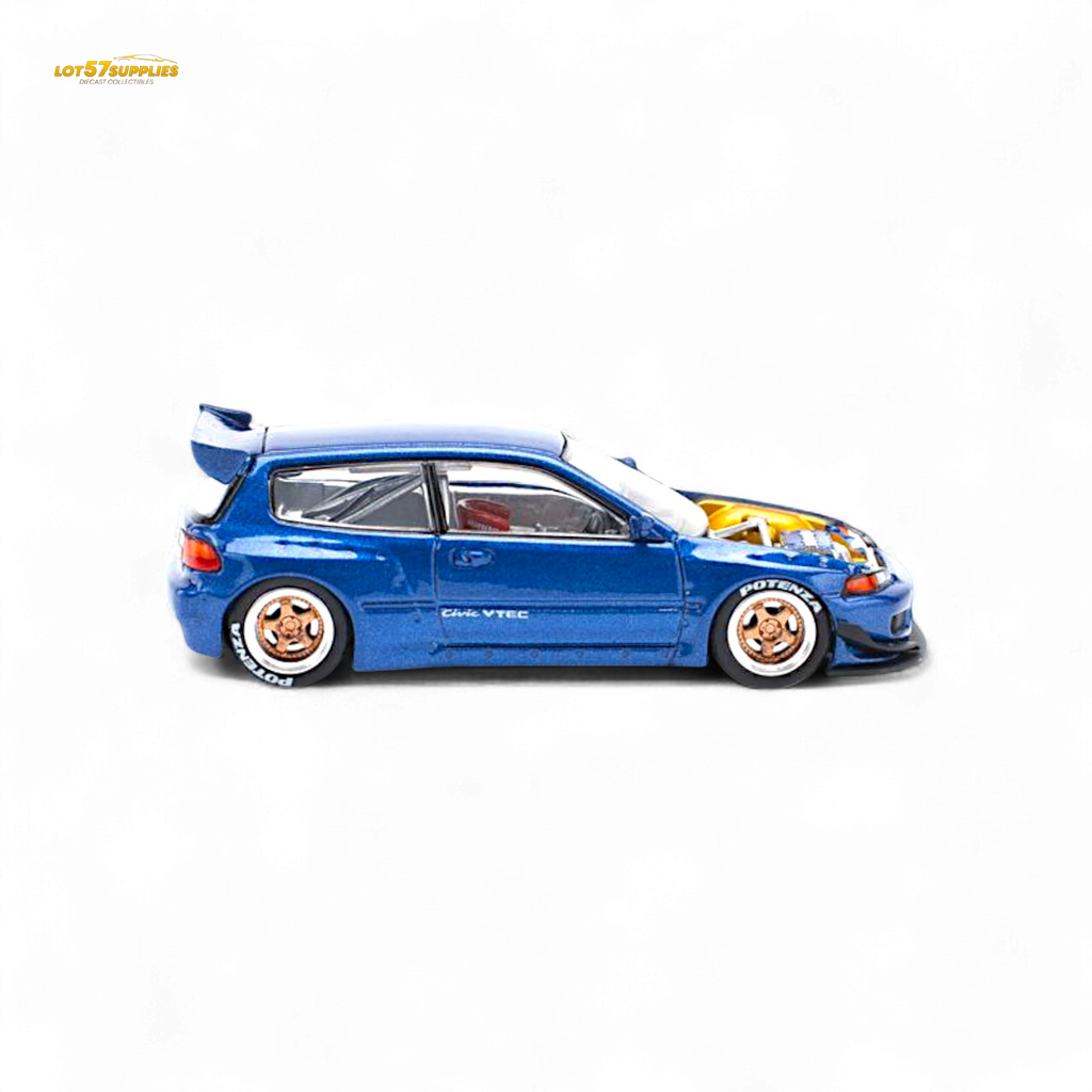 Pop Race Pandem Civic EG6 Metallic Blue 1:64