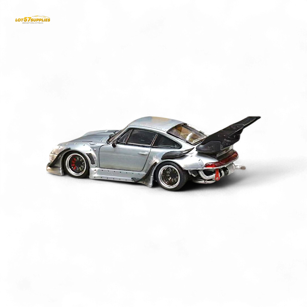 Street Weapon Porsche RWB 993 Raw Varnish Color High Wing 1:64
