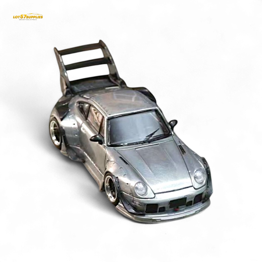 Street Weapon Porsche RWB 993 Raw Varnish Color High Wing 1:64