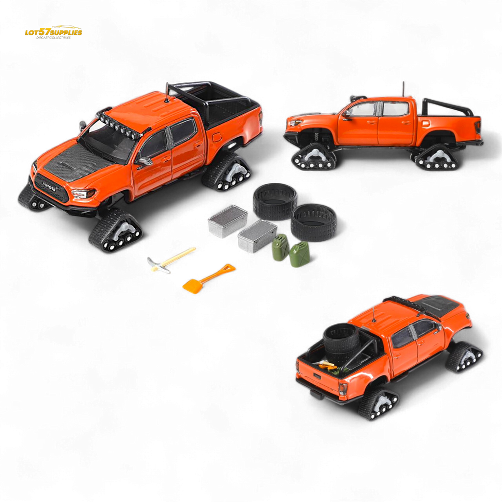 GCD Toyota Tacoma Orange Red 3PMSF Tires 1:64