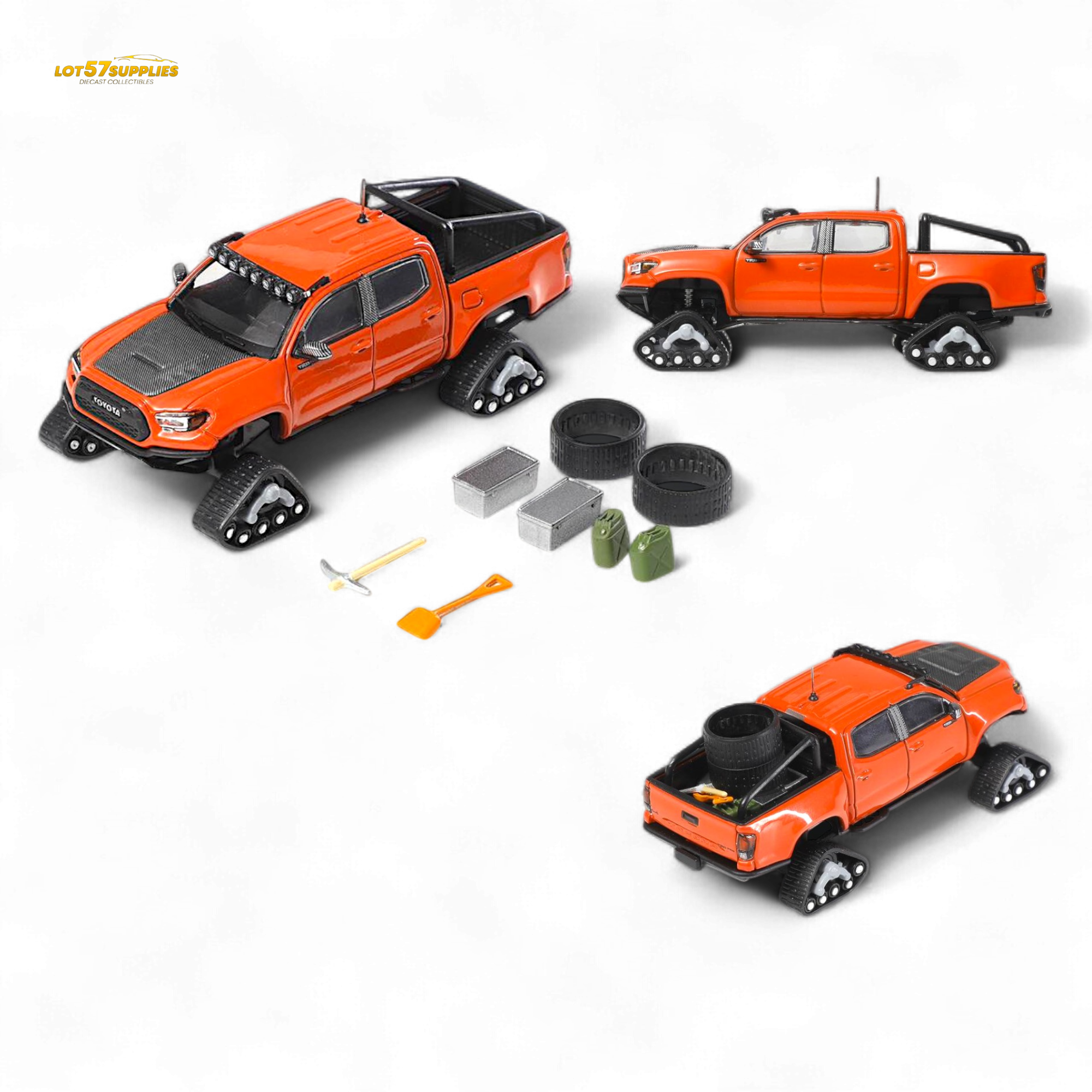 GCD Toyota Tacoma Orange Red 3PMSF Tires 1:64