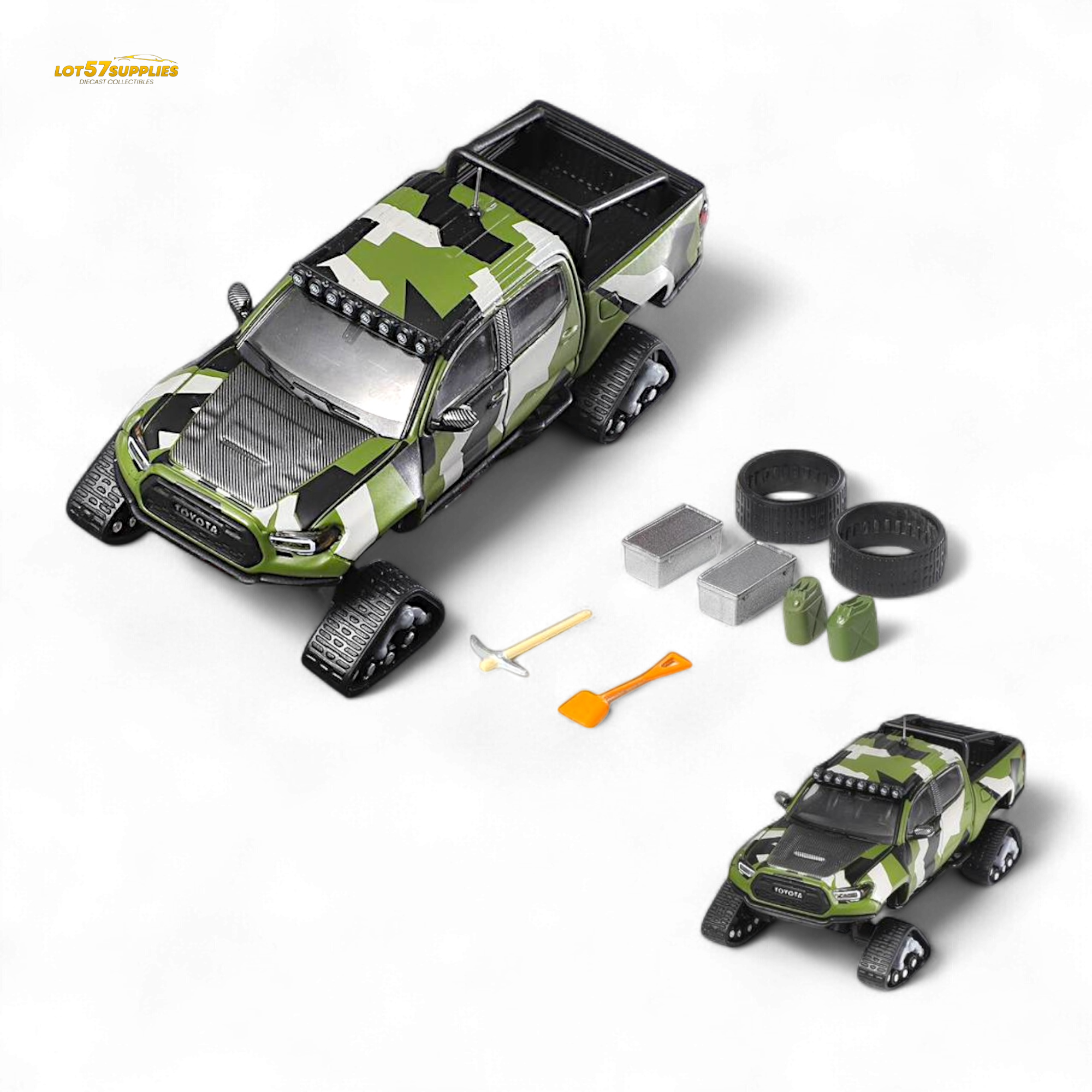 GCD Toyota Tacoma Snow Version Green Camo 1:64