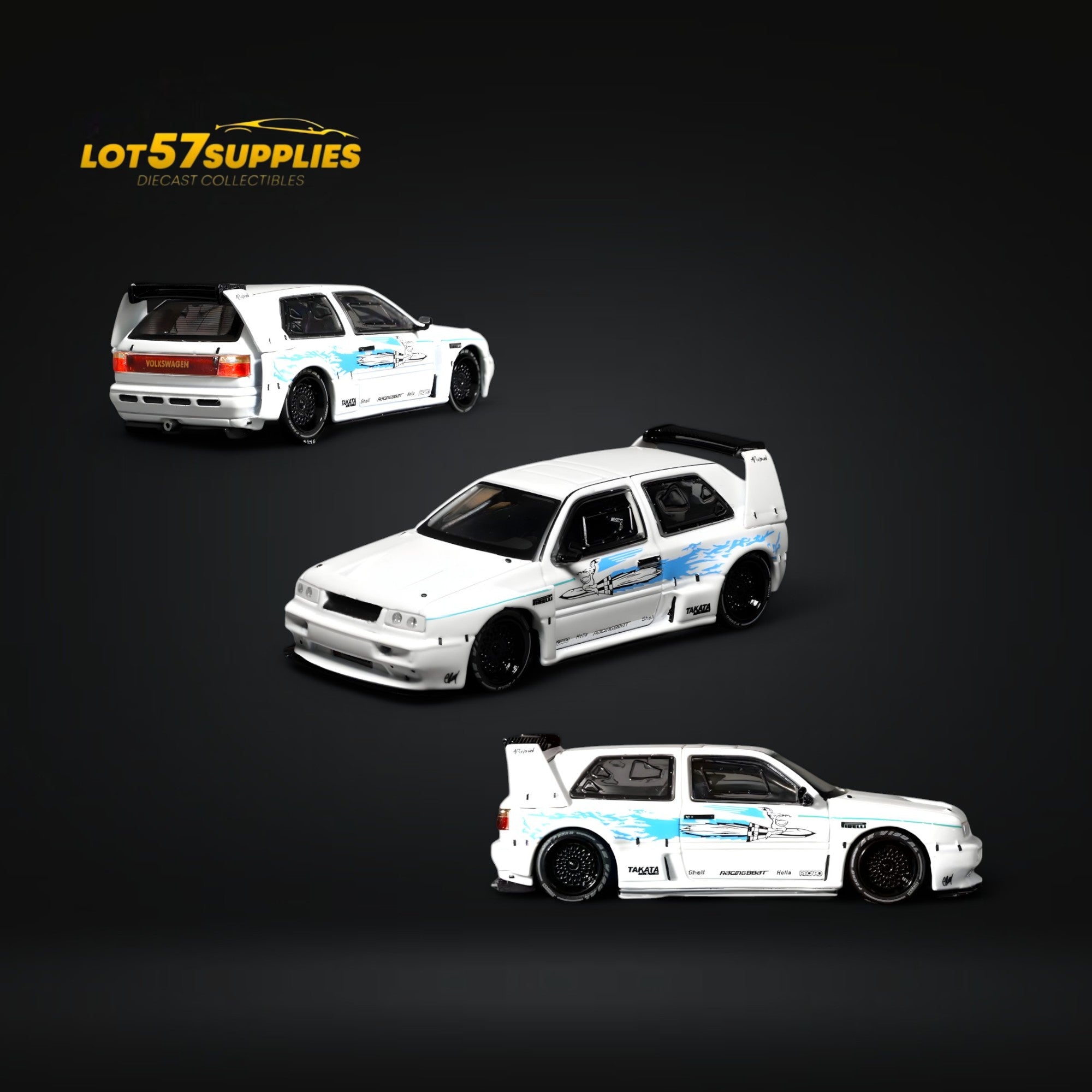 Rhino Model VW Golf Mk3 White Fast & Furious Livery 1:64