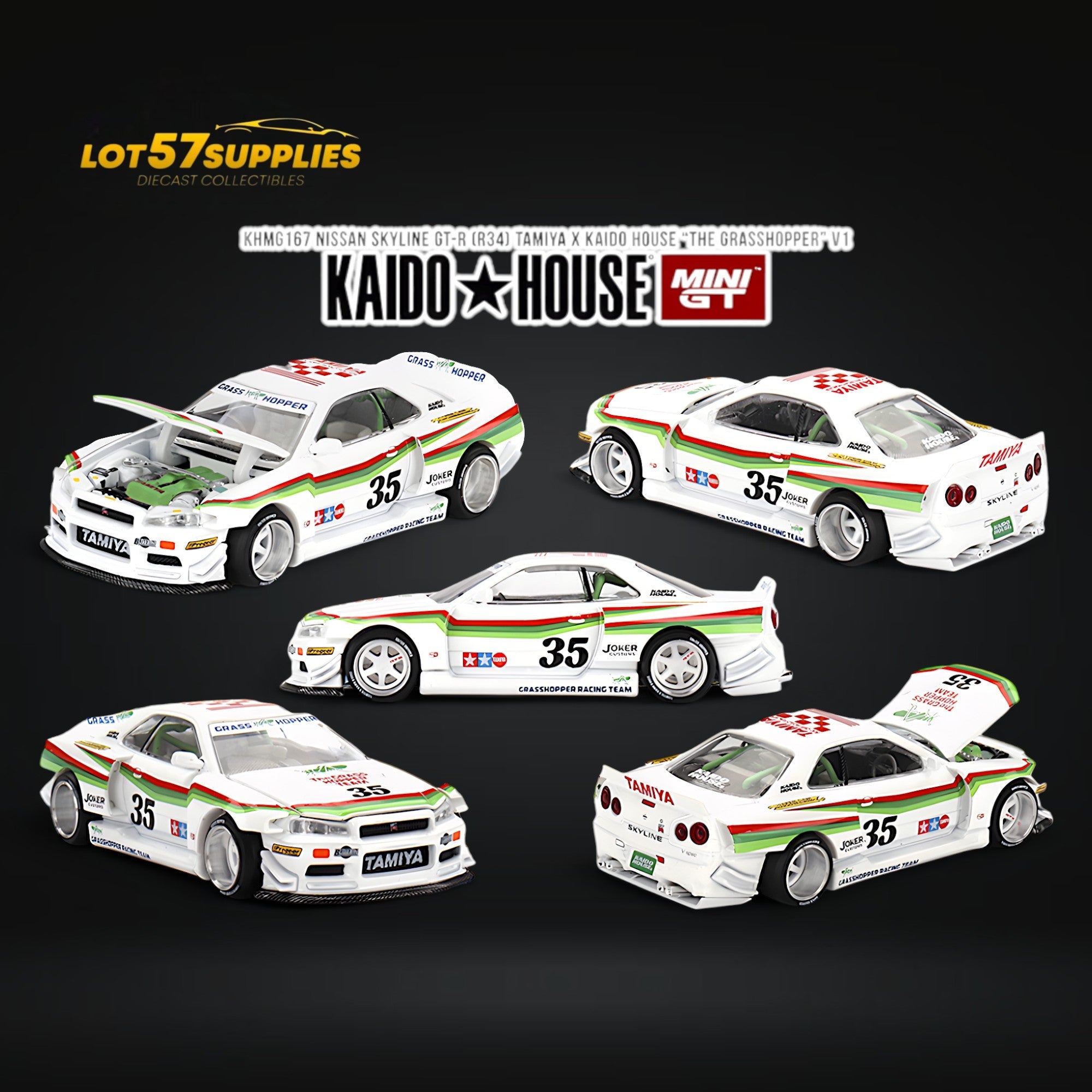 Mini GT x Kaido House Skyline GT-R R34 "The Grasshopper" V1 1:64