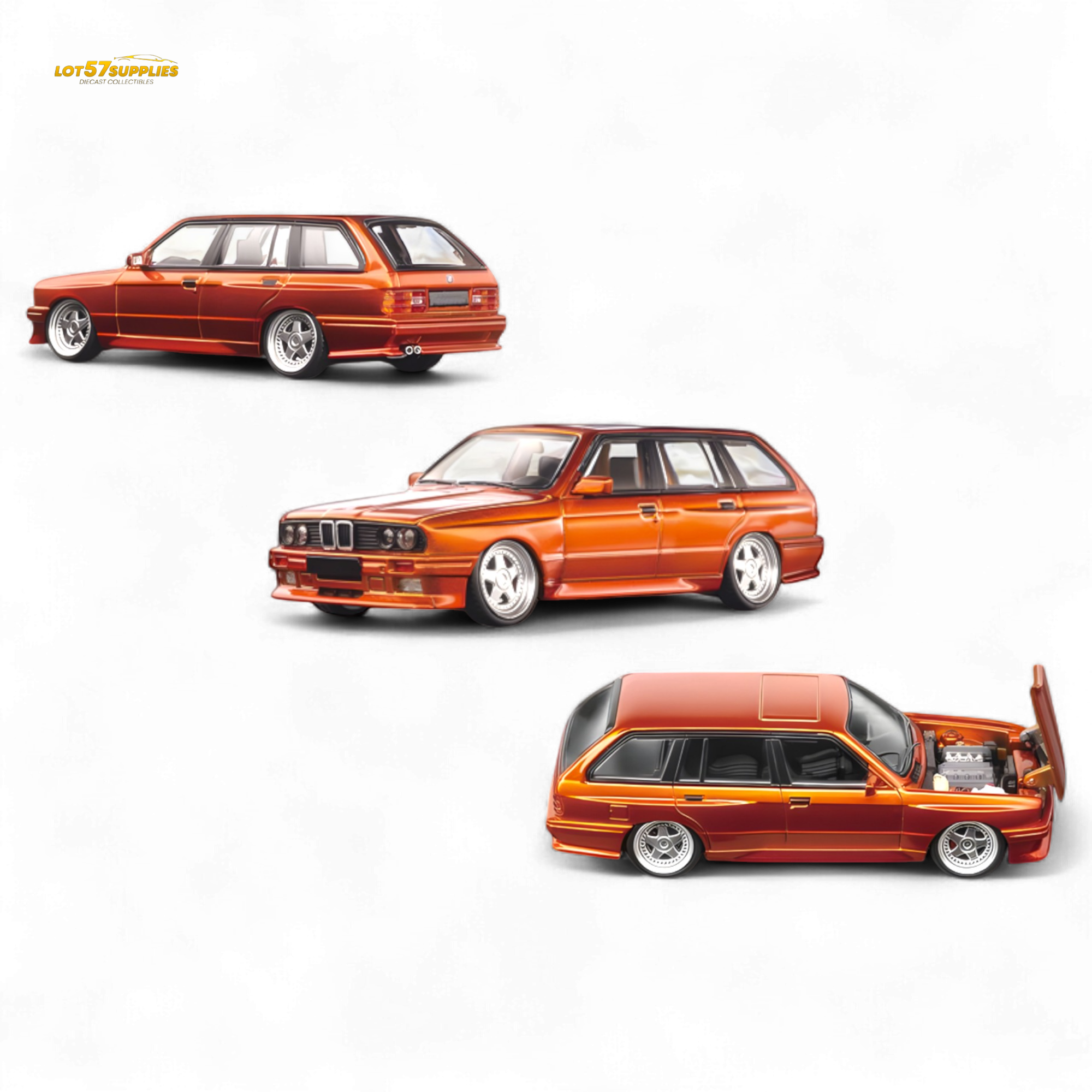 Mortal BMW E30 Cambered Sunset Orange 1:64