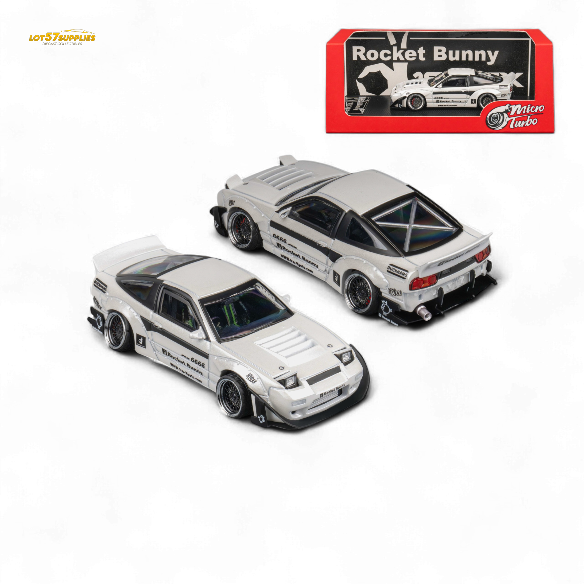 MicroTurbo Nissan 180SX Pandem Rocket Bunny White 1:64