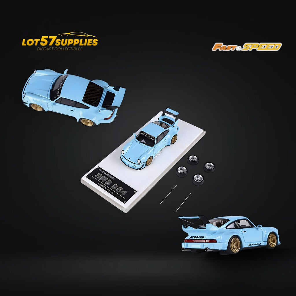 Fast Speed Porsche 964 RWB Tiffany Blue 1:64