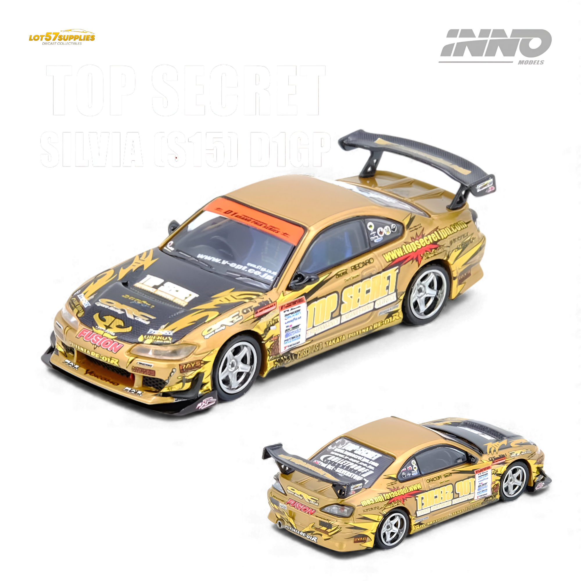 INNO64 Top Secret Silvia S15 D1GP 2004 Gold 1:64
