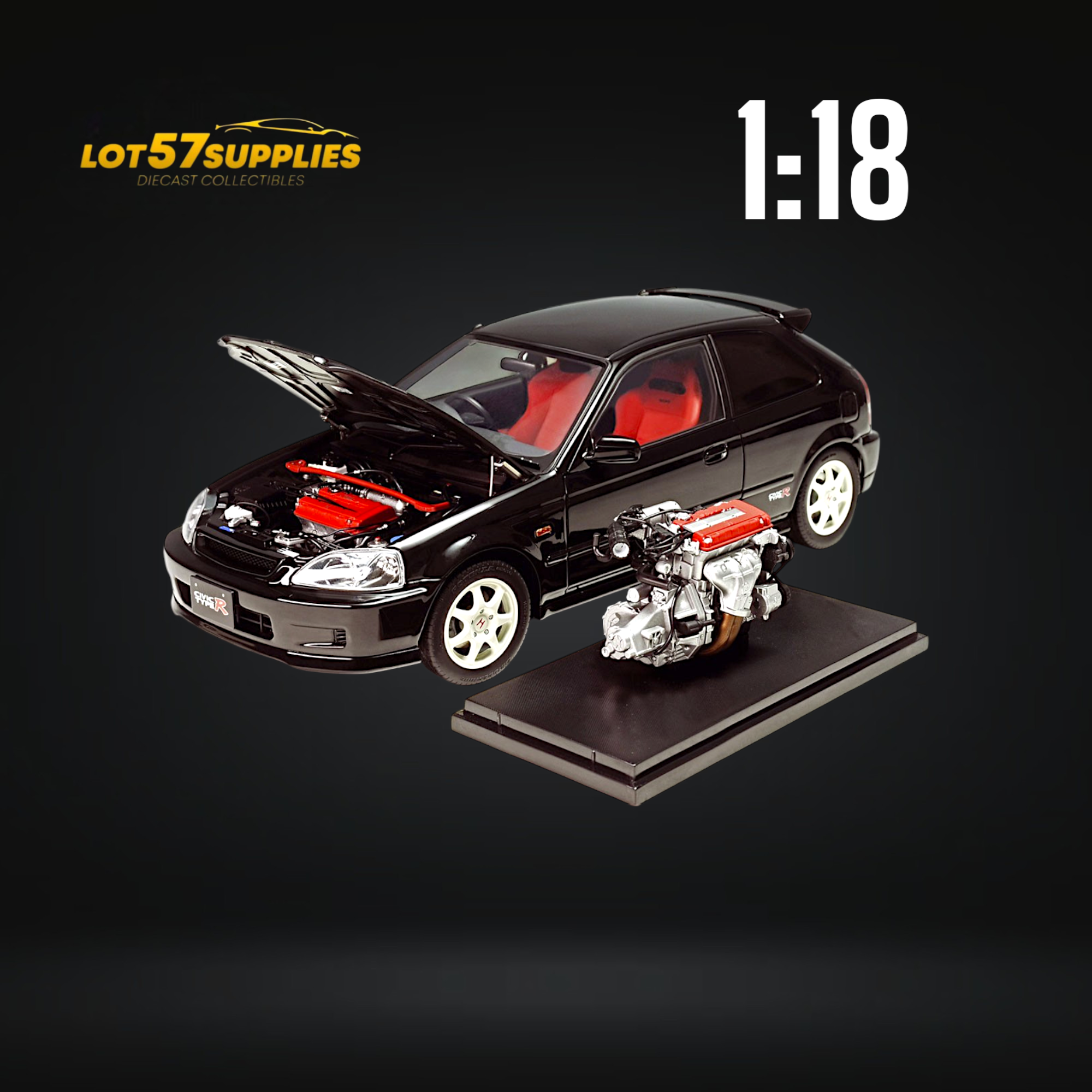 MOTORHELIX Honda Civic Type-R EK9 Black 1:18