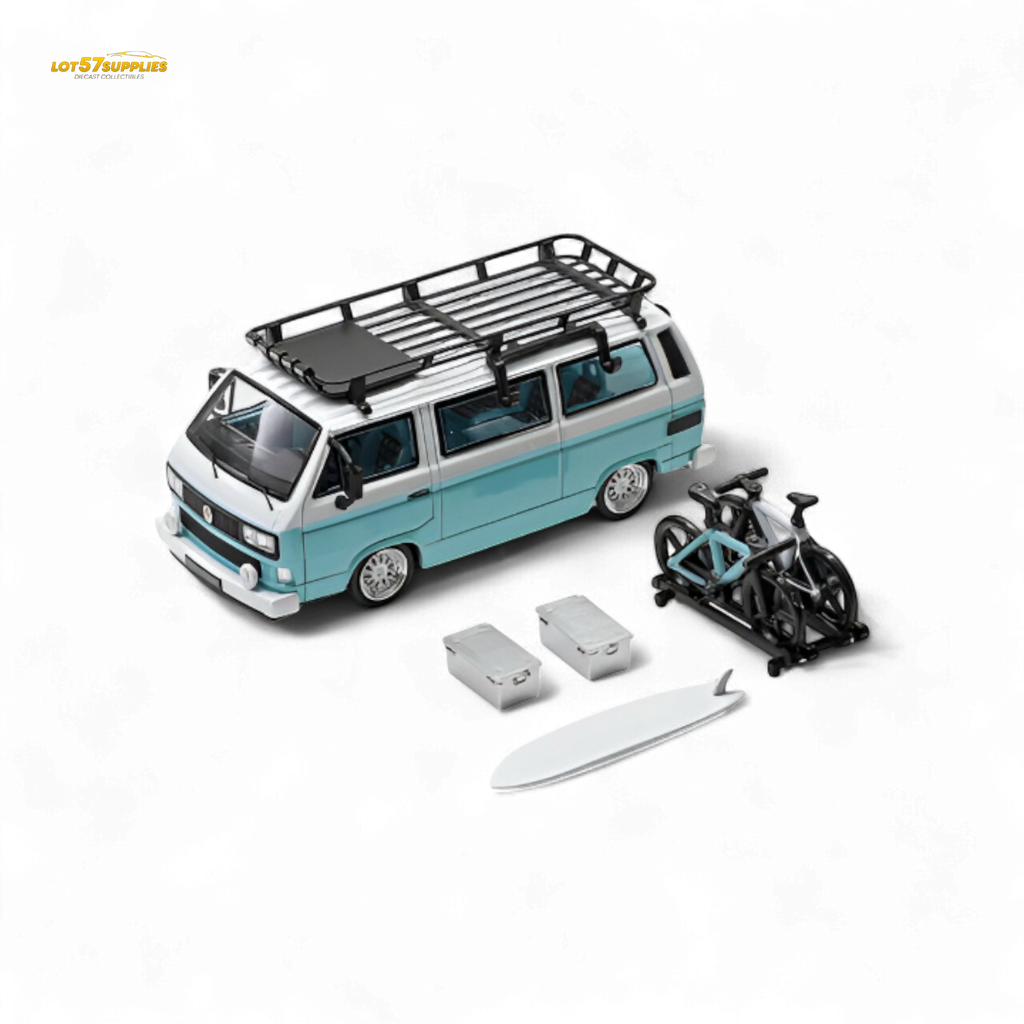 Mortal VW T3 Lowrider Van Tiff Blue + White 1:64
