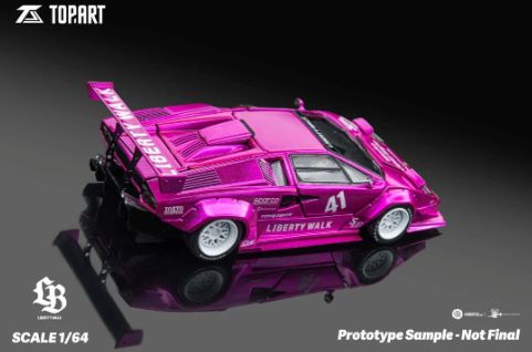 TOPART Lamborghini Countach LBWK Flash Pink White 1:64