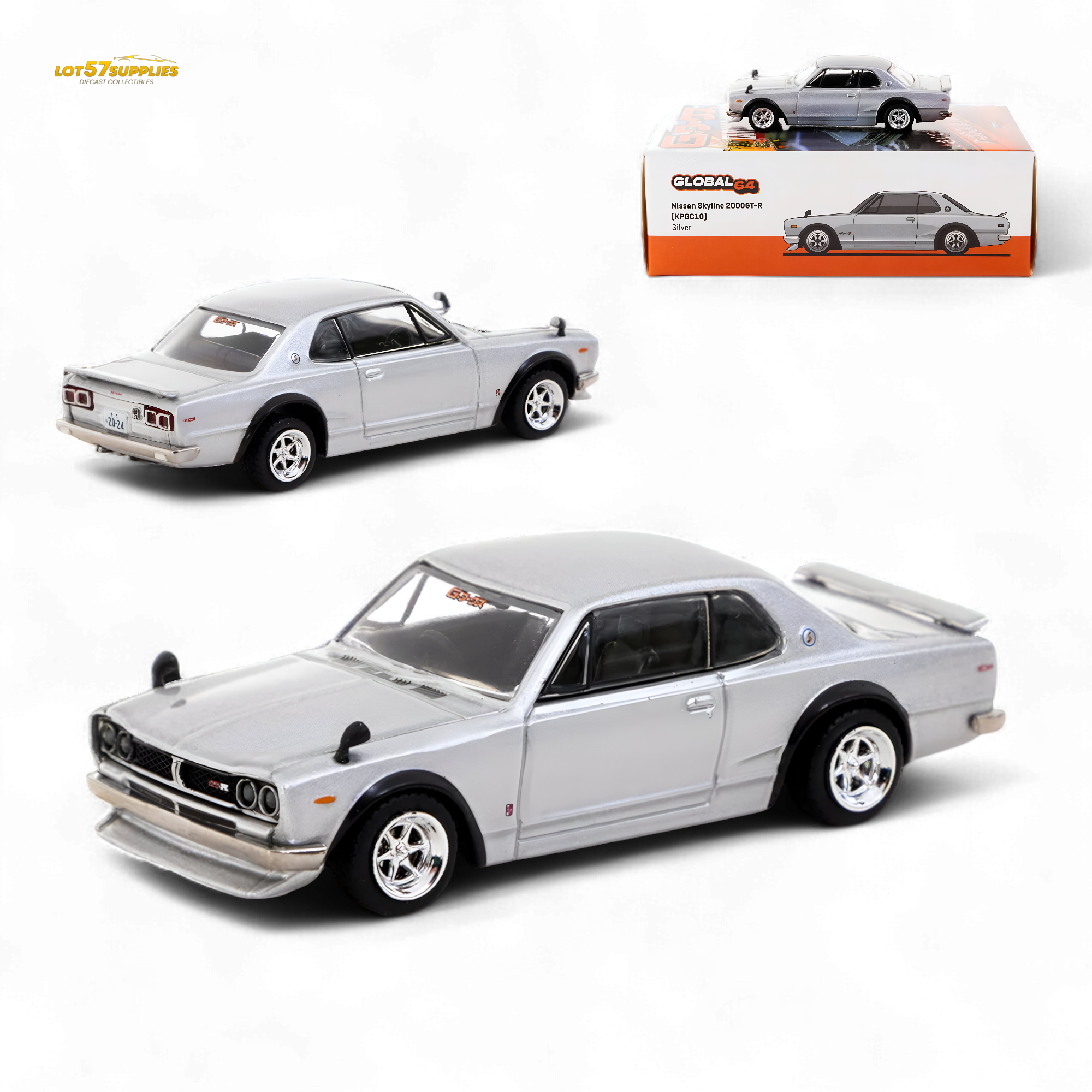 Tarmac Works Nissan Skyline 2000 GT-R Silver 1:64