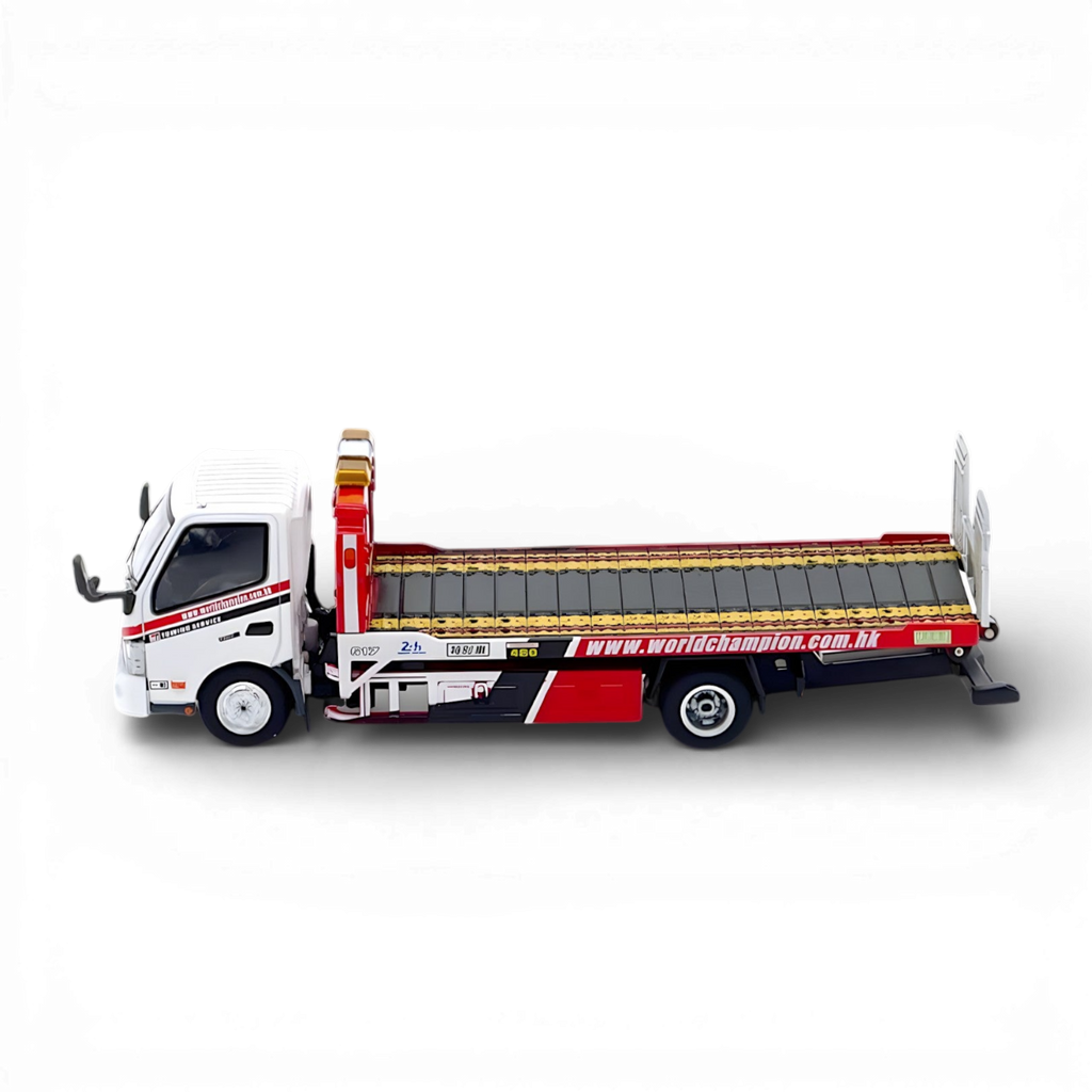 Unique Model Hino 300 Dutro Flatbed Tow Truck World Champion 1:64